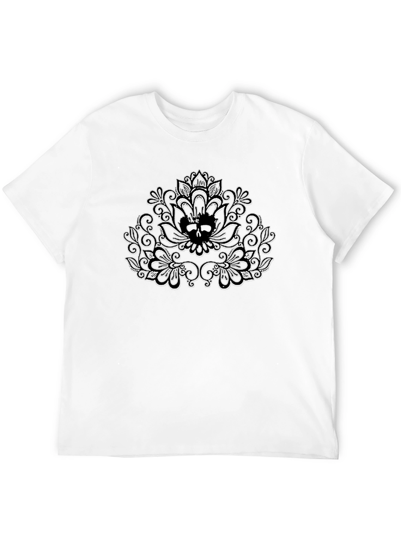 Mens Black T-Shirt with Floral Design