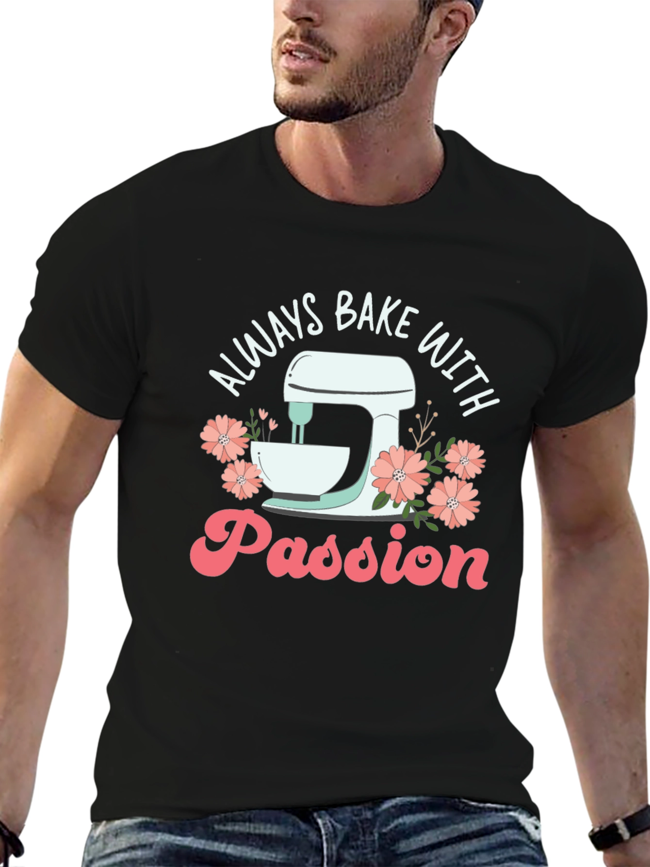 Always Bake with Passion Black Graphic Tee