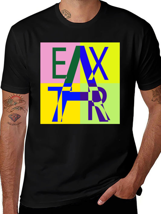 Abstract Letter Graphic Print Crew Neck T-Shirt