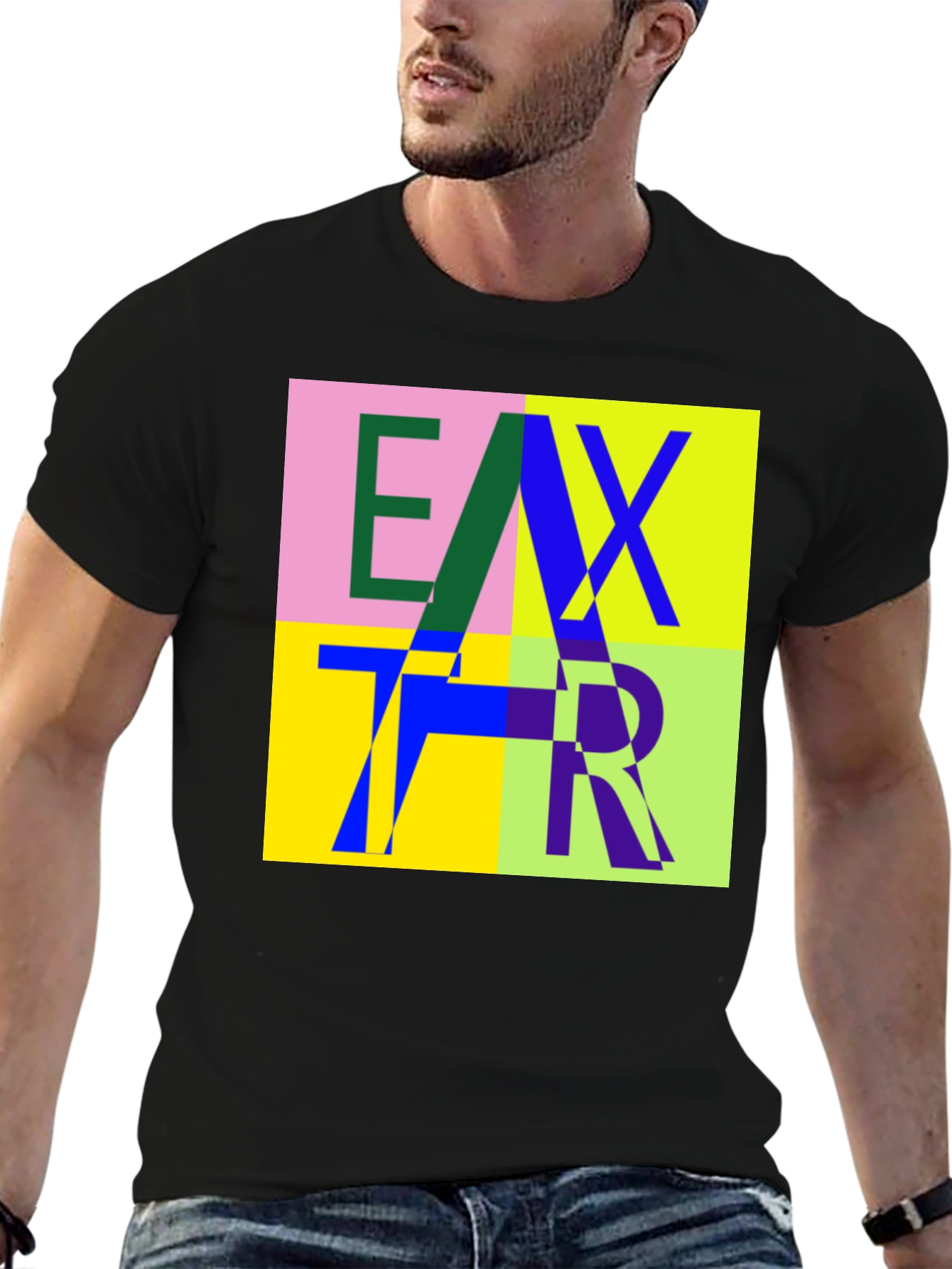 Abstract Letter Graphic Print Crew Neck T-Shirt