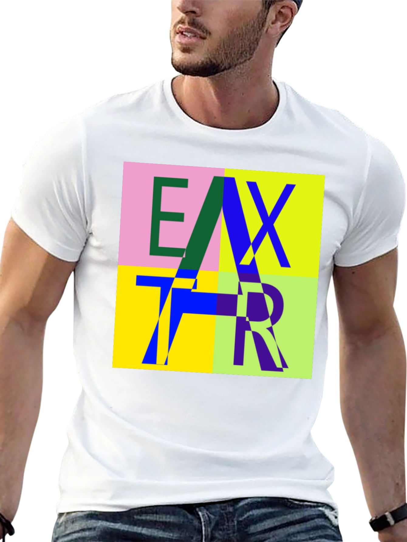 Abstract Letter Graphic Print Crew Neck T-Shirt