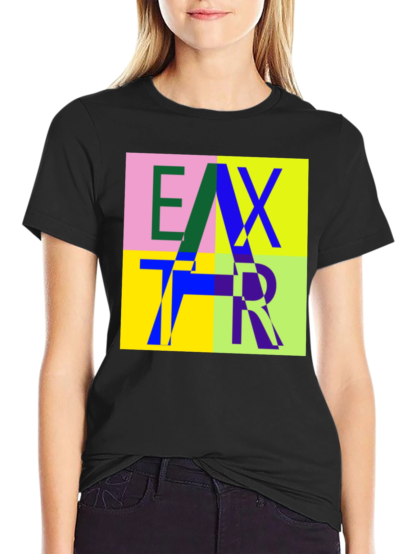 Abstract Letter Graphic Print Crew Neck T-Shirt