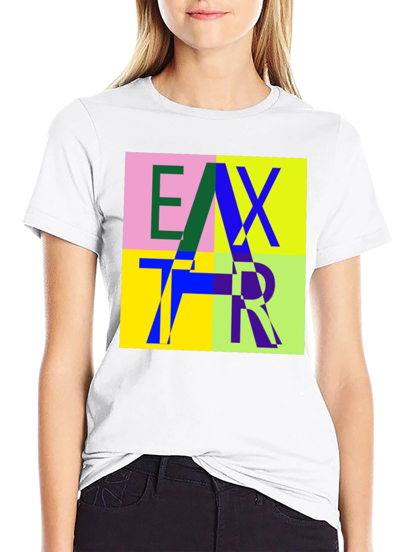 Abstract Letter Graphic Print Crew Neck T-Shirt