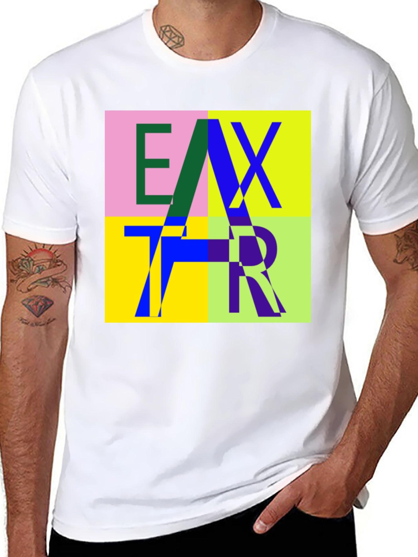 Abstract Letter Graphic Print Crew Neck T-Shirt