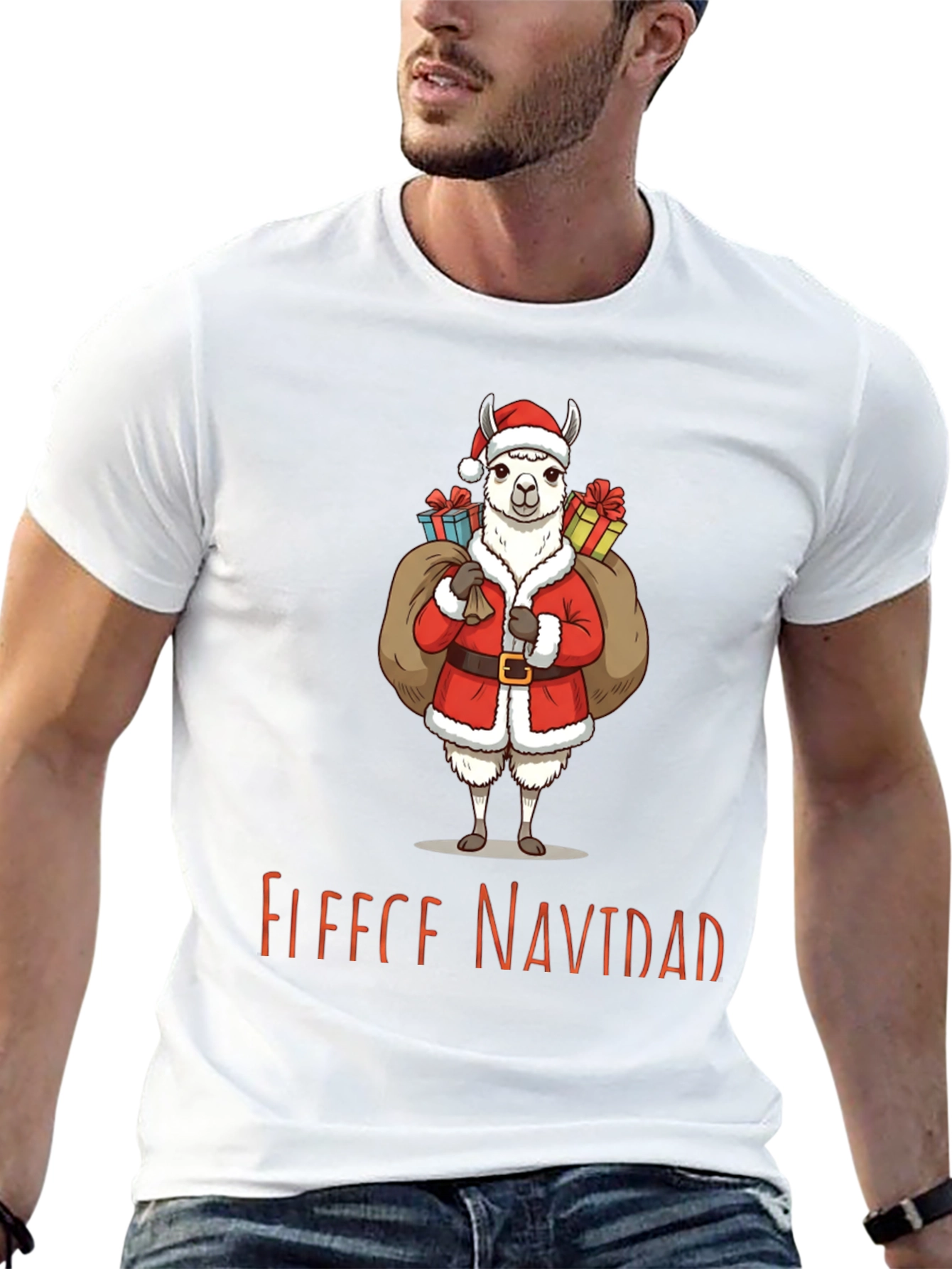 Festive Llama Christmas T-Shirt - Fleece Navidad