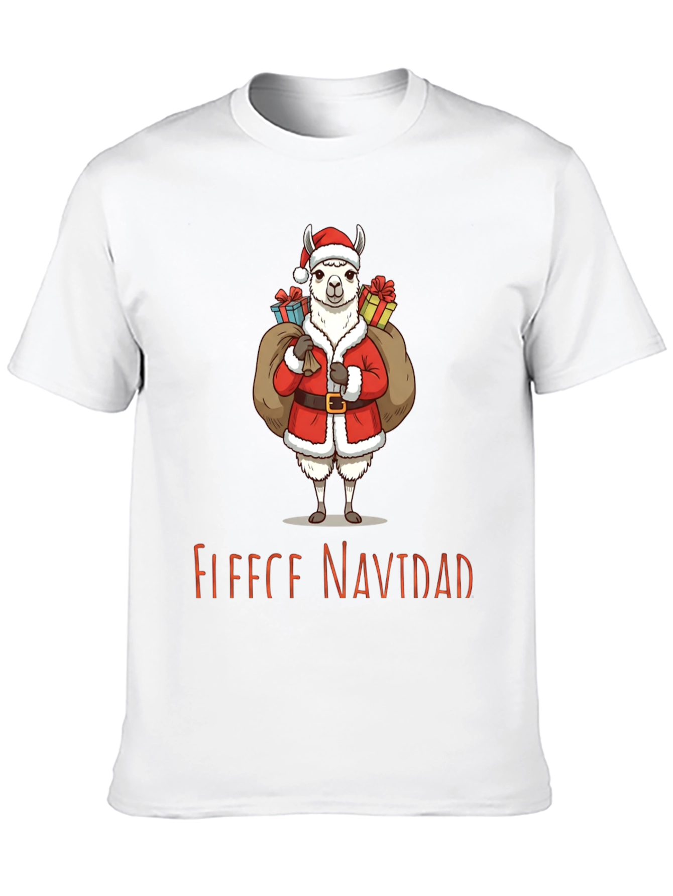 Festive Llama Christmas T-Shirt - Fleece Navidad