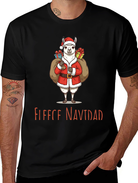Festive Llama Christmas T-Shirt - Fleece Navidad
