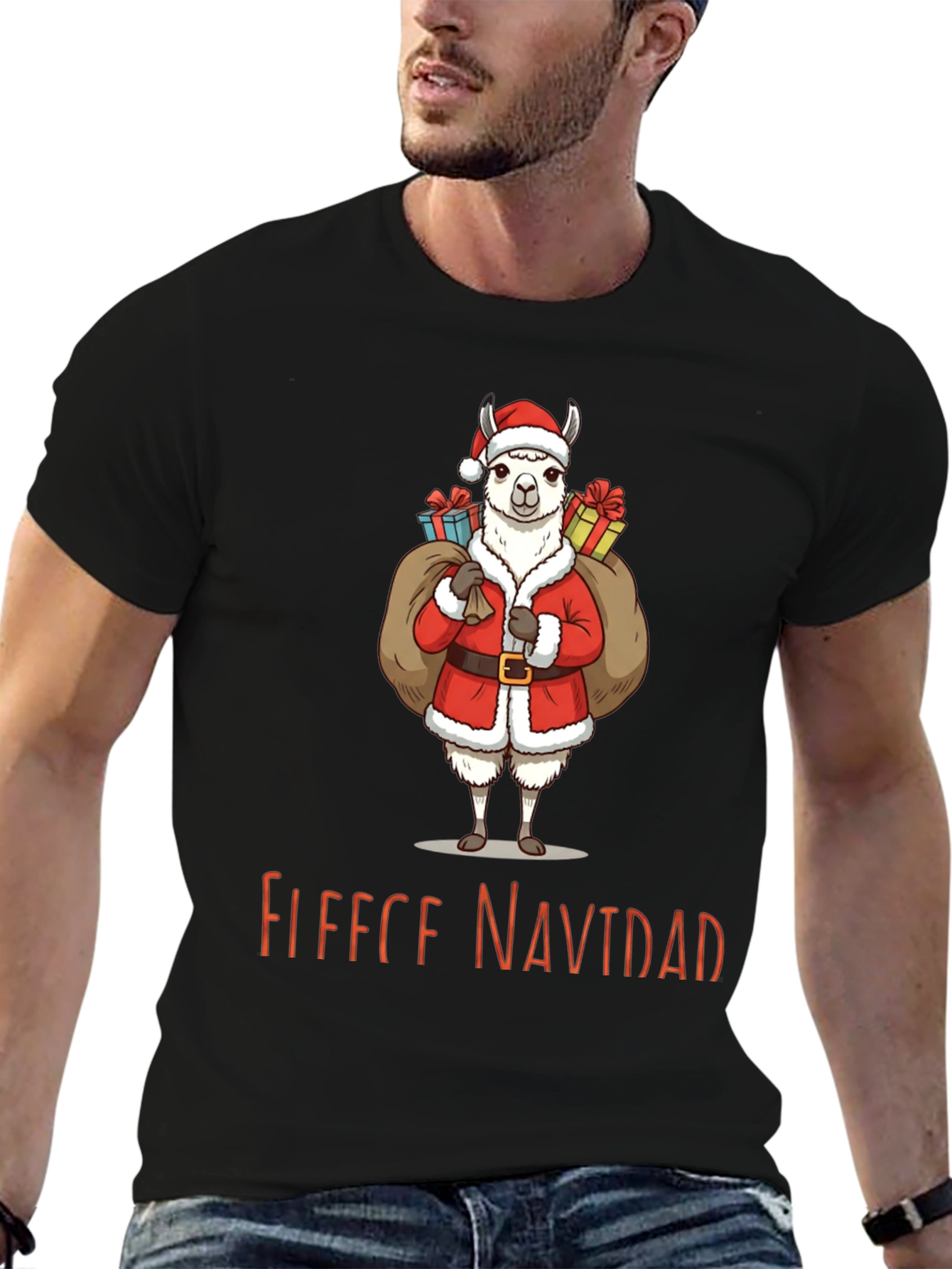 Festive Llama Christmas T-Shirt - Fleece Navidad