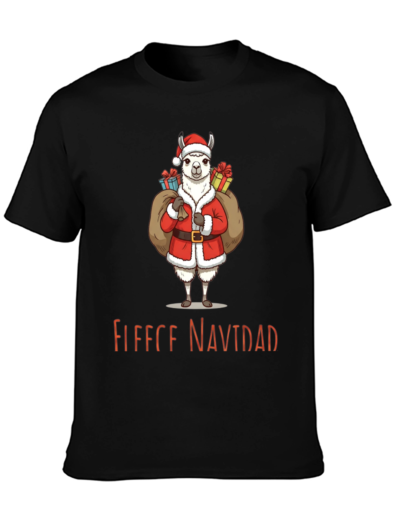 Festive Llama Christmas T-Shirt - Fleece Navidad