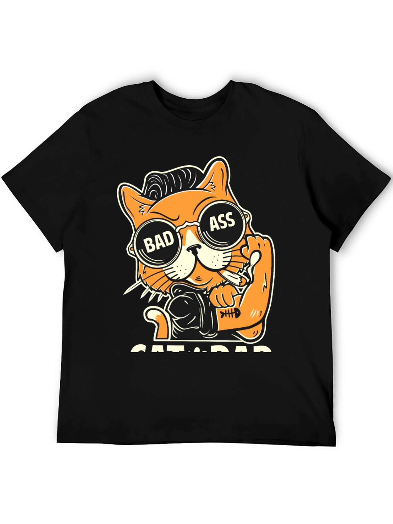 Bad Ass Cat Dad Graphic T-Shirt
