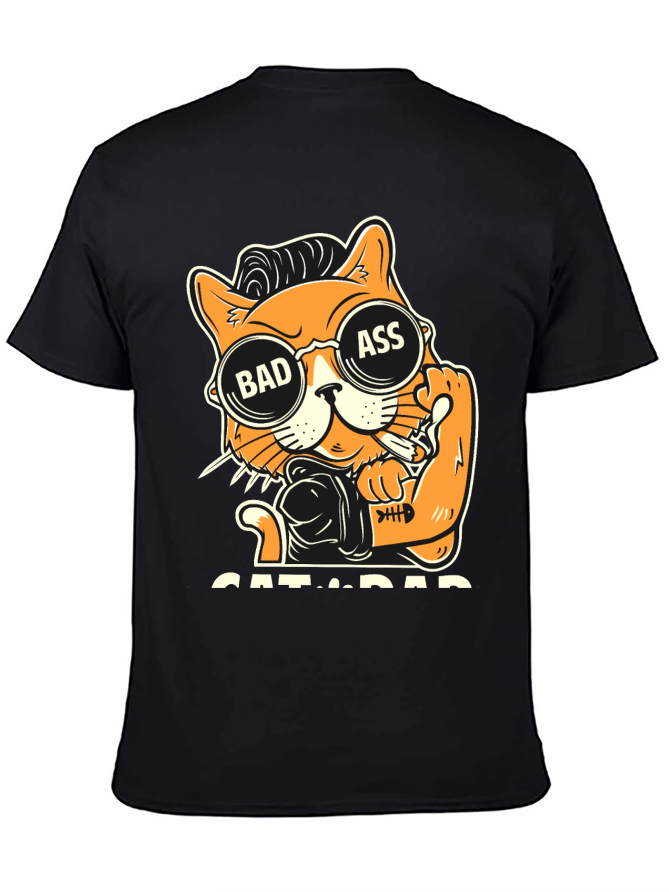 Bad Ass Cat Dad Graphic T-Shirt