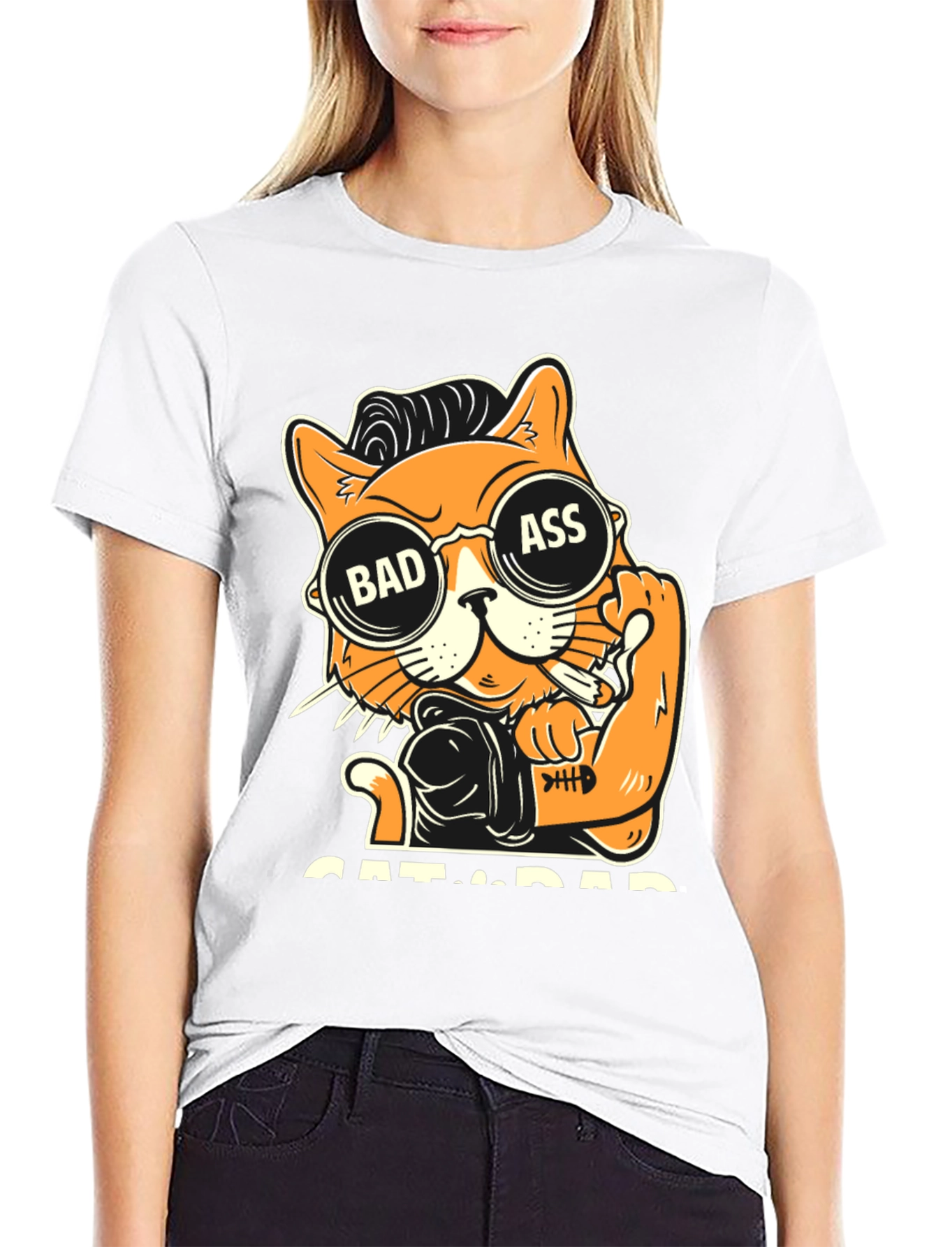 Bad Ass Cat Dad Graphic T-Shirt