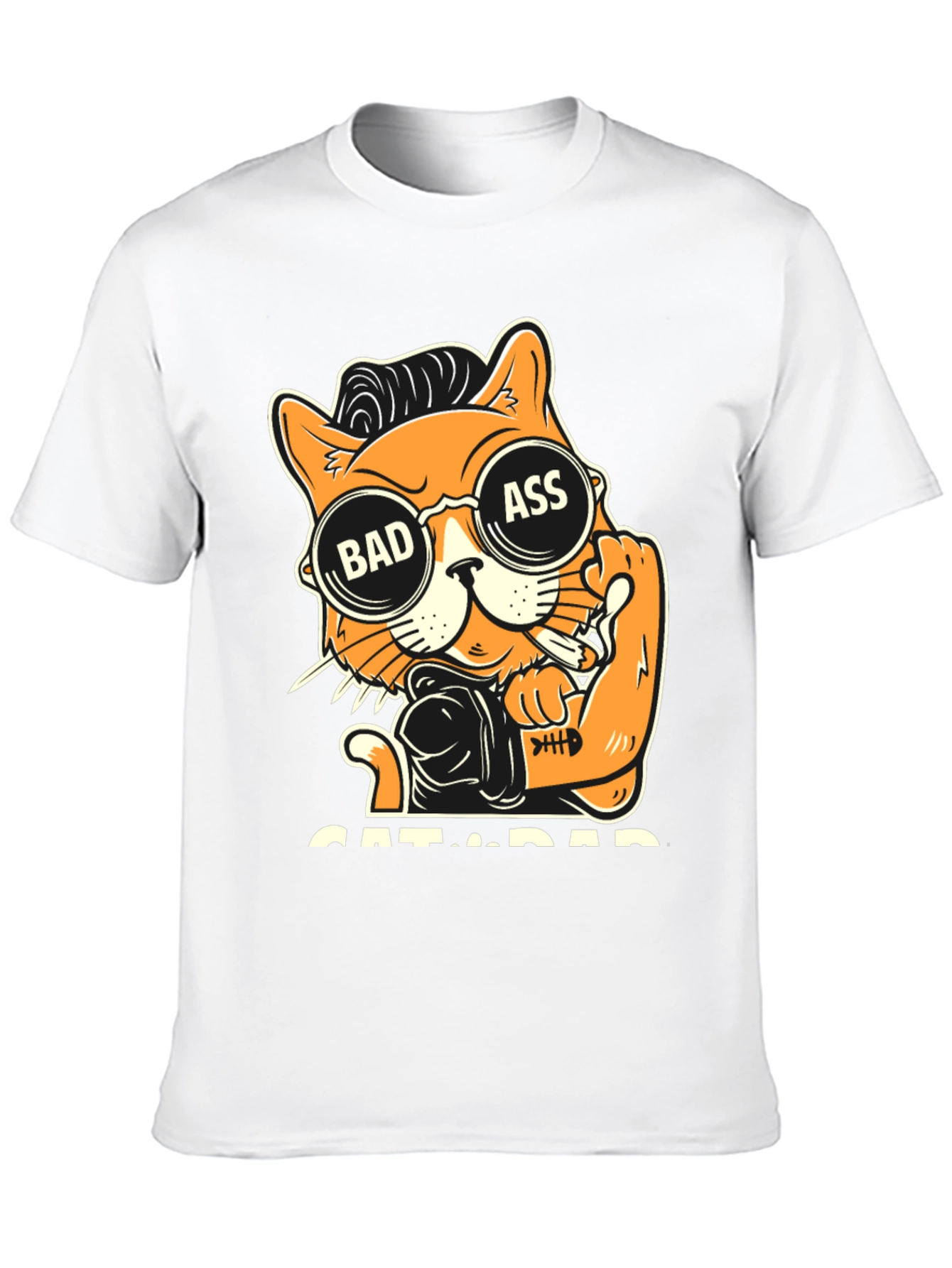 Bad Ass Cat Dad Graphic T-Shirt