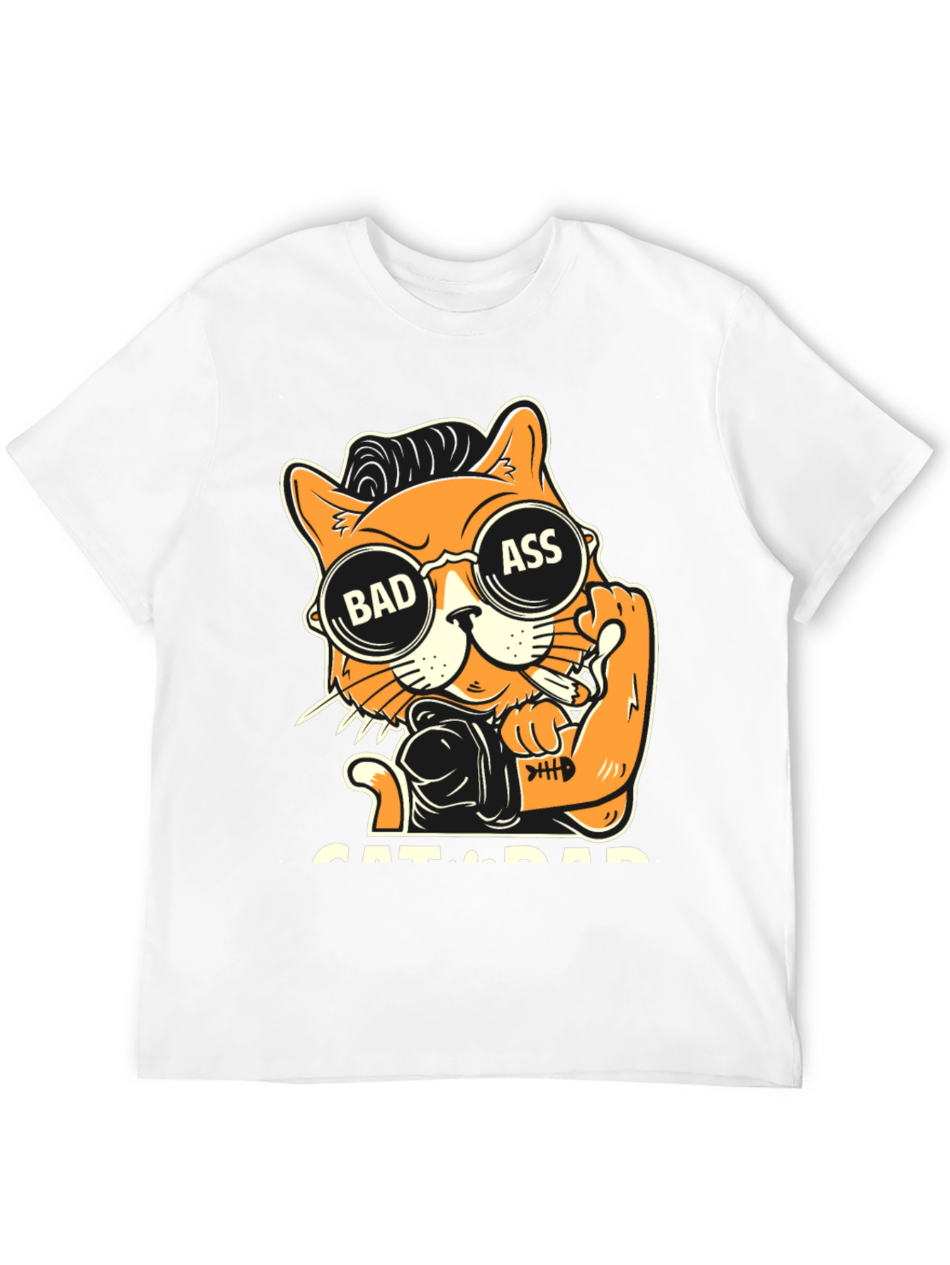 Bad Ass Cat Dad Graphic T-Shirt