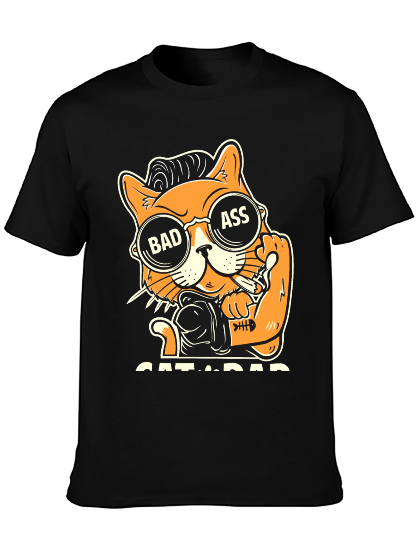 Bad Ass Cat Dad Graphic T-Shirt
