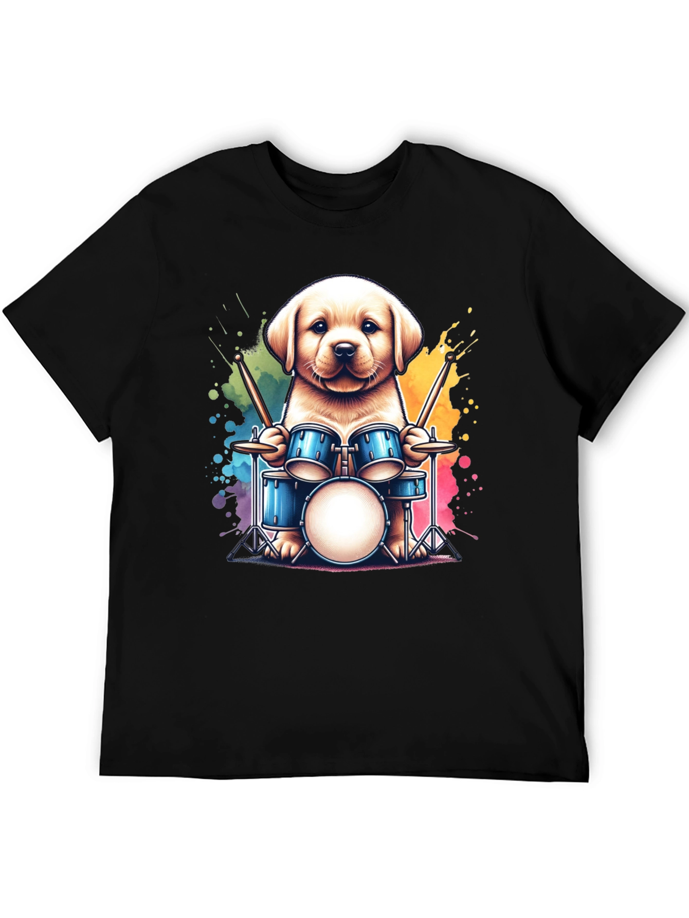 Dog Drummer T-Shirt - Cute Puppy Playing Drums!