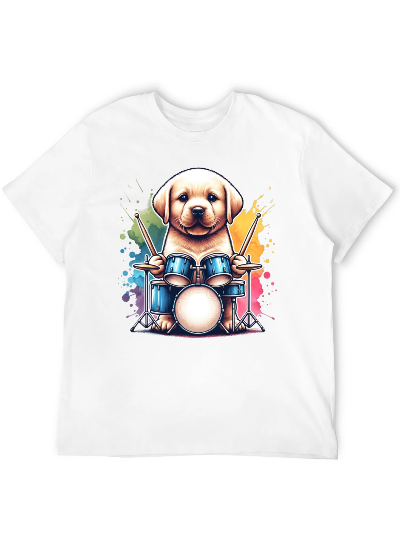 Dog Drummer T-Shirt - Cute Puppy Playing Drums!