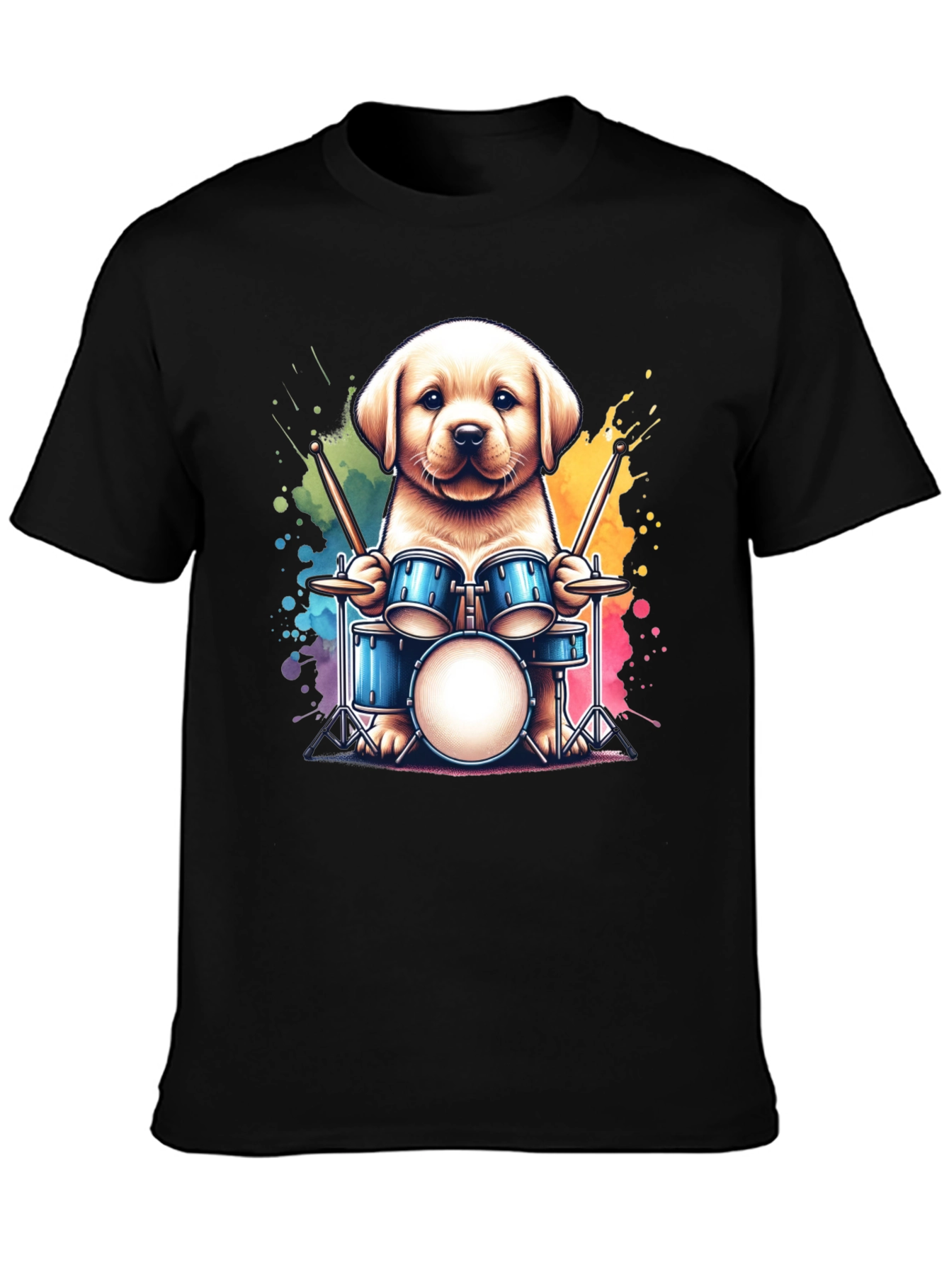 Dog Drummer T-Shirt - Cute Puppy Playing Drums!