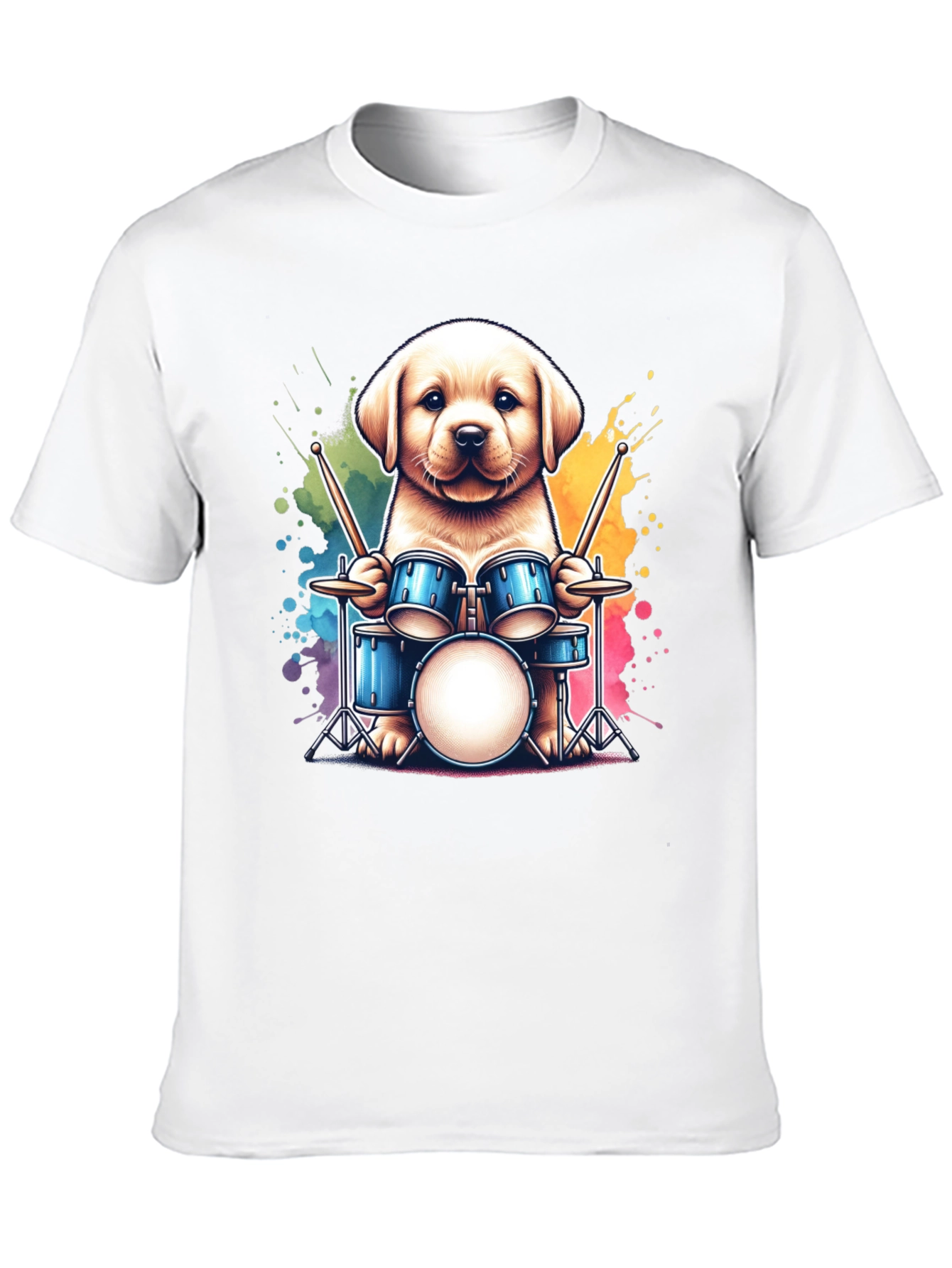 Dog Drummer T-Shirt - Cute Puppy Playing Drums!