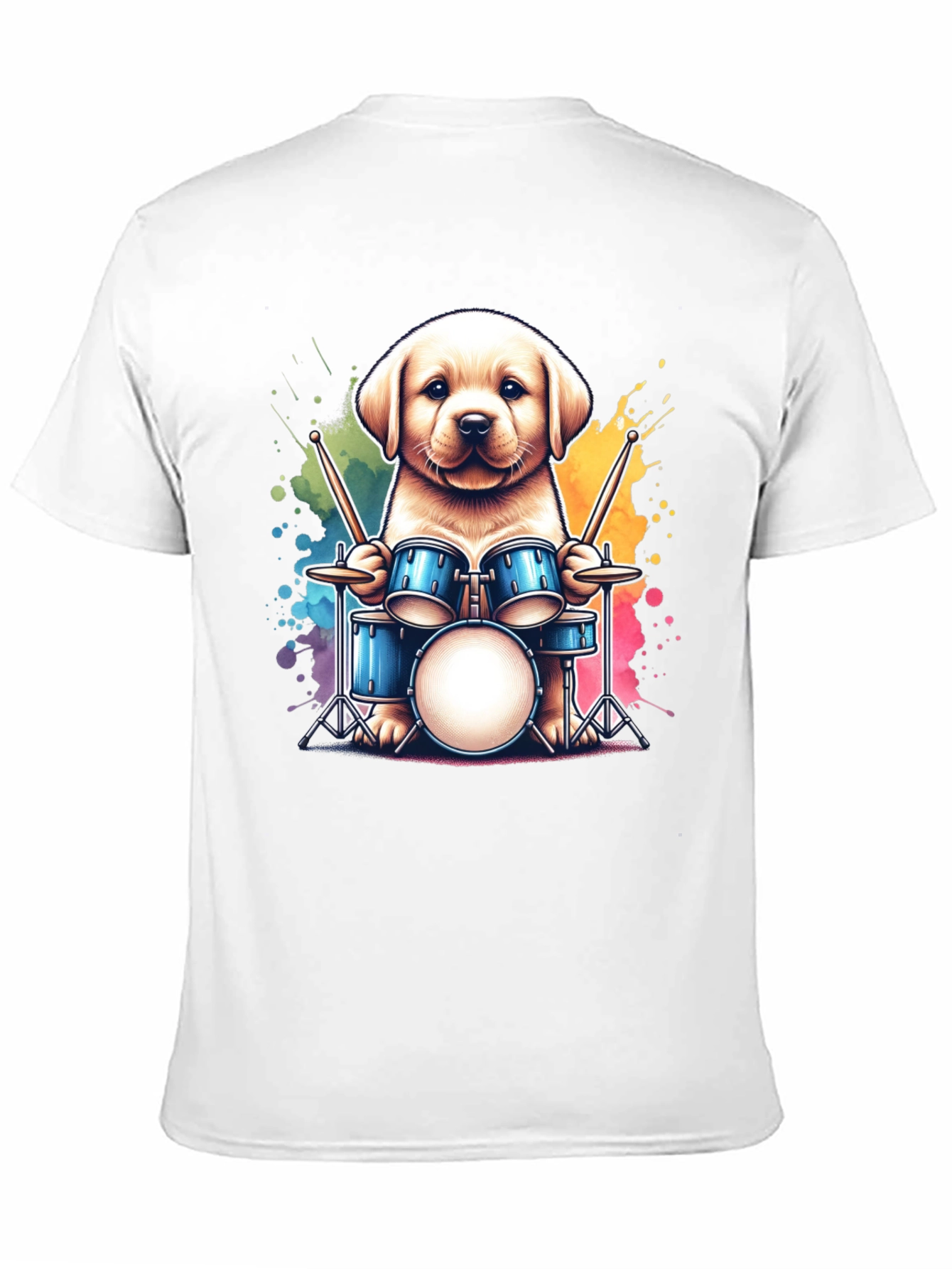 Dog Drummer T-Shirt - Cute Puppy Playing Drums!