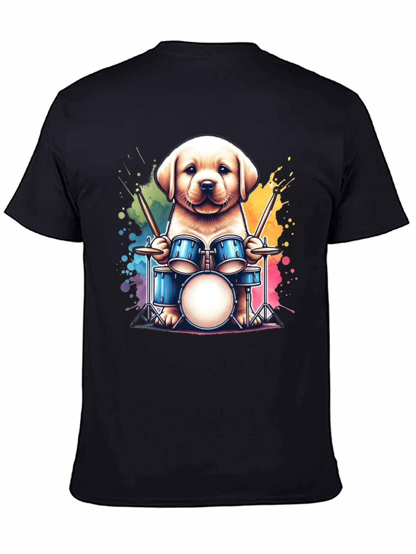 Dog Drummer T-Shirt - Cute Puppy Playing Drums!