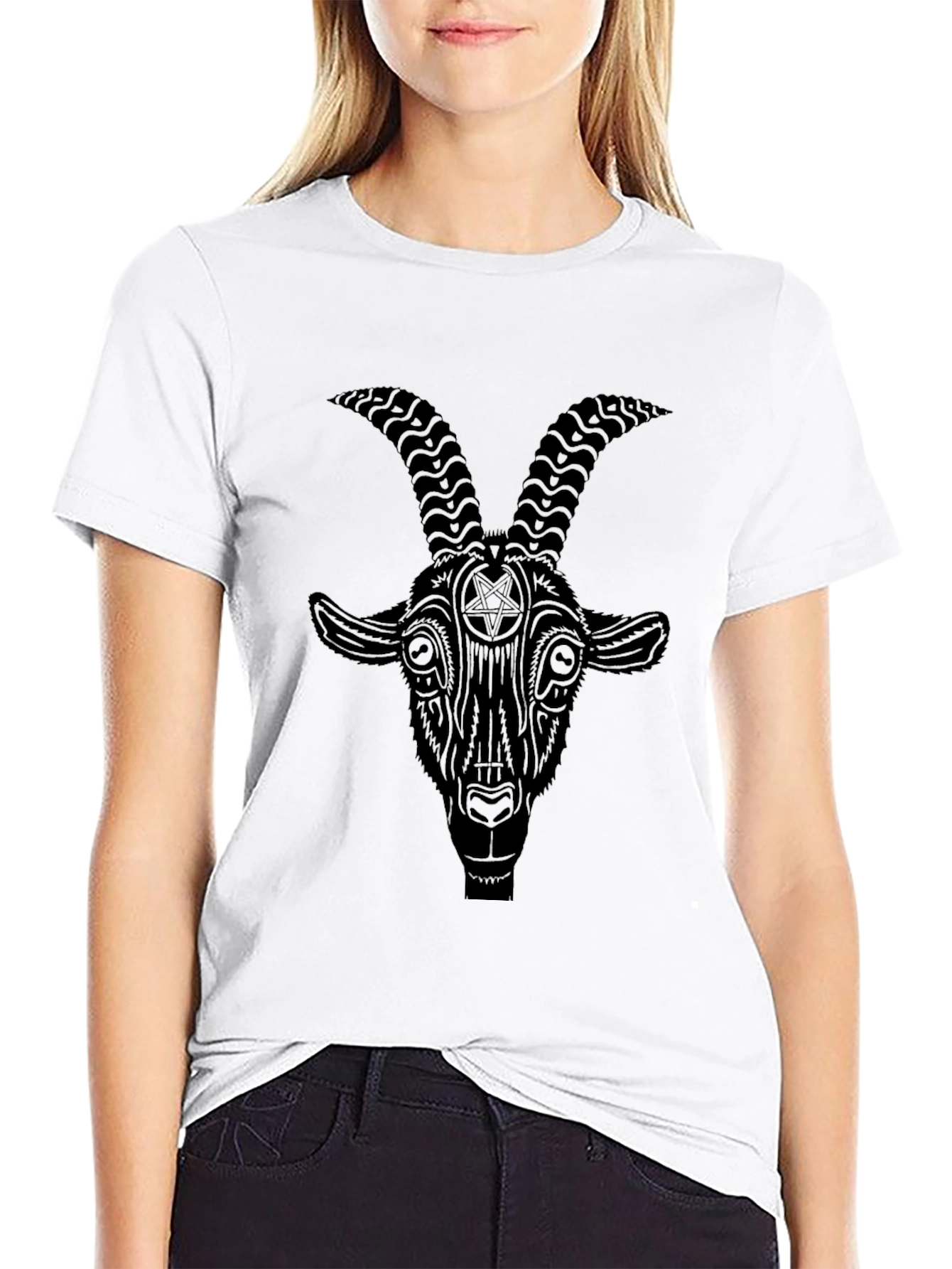 Black Goat Graphic Tee - Occult Design