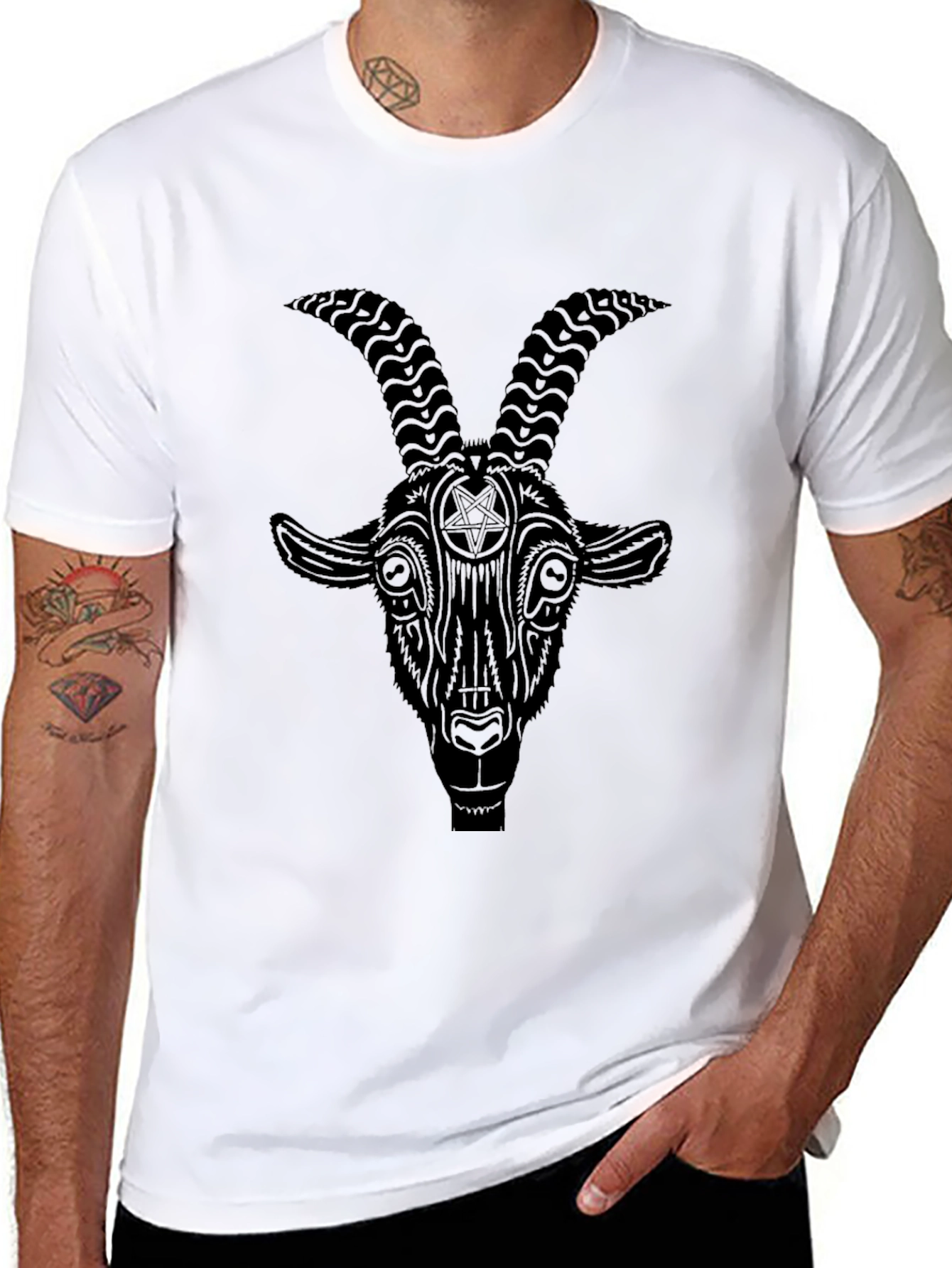 Black Goat Graphic Tee - Occult Design