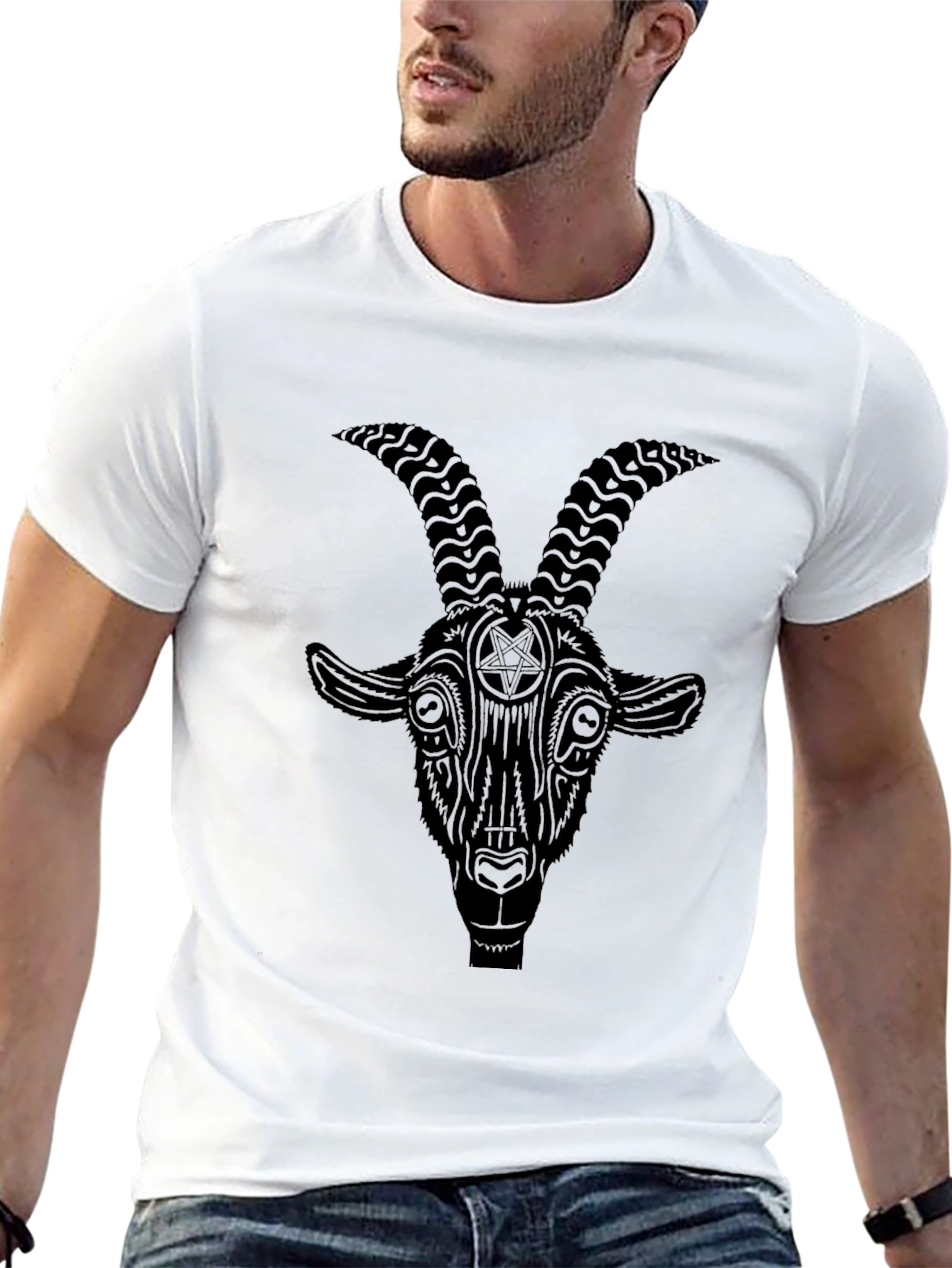 Black Goat Graphic Tee - Occult Design
