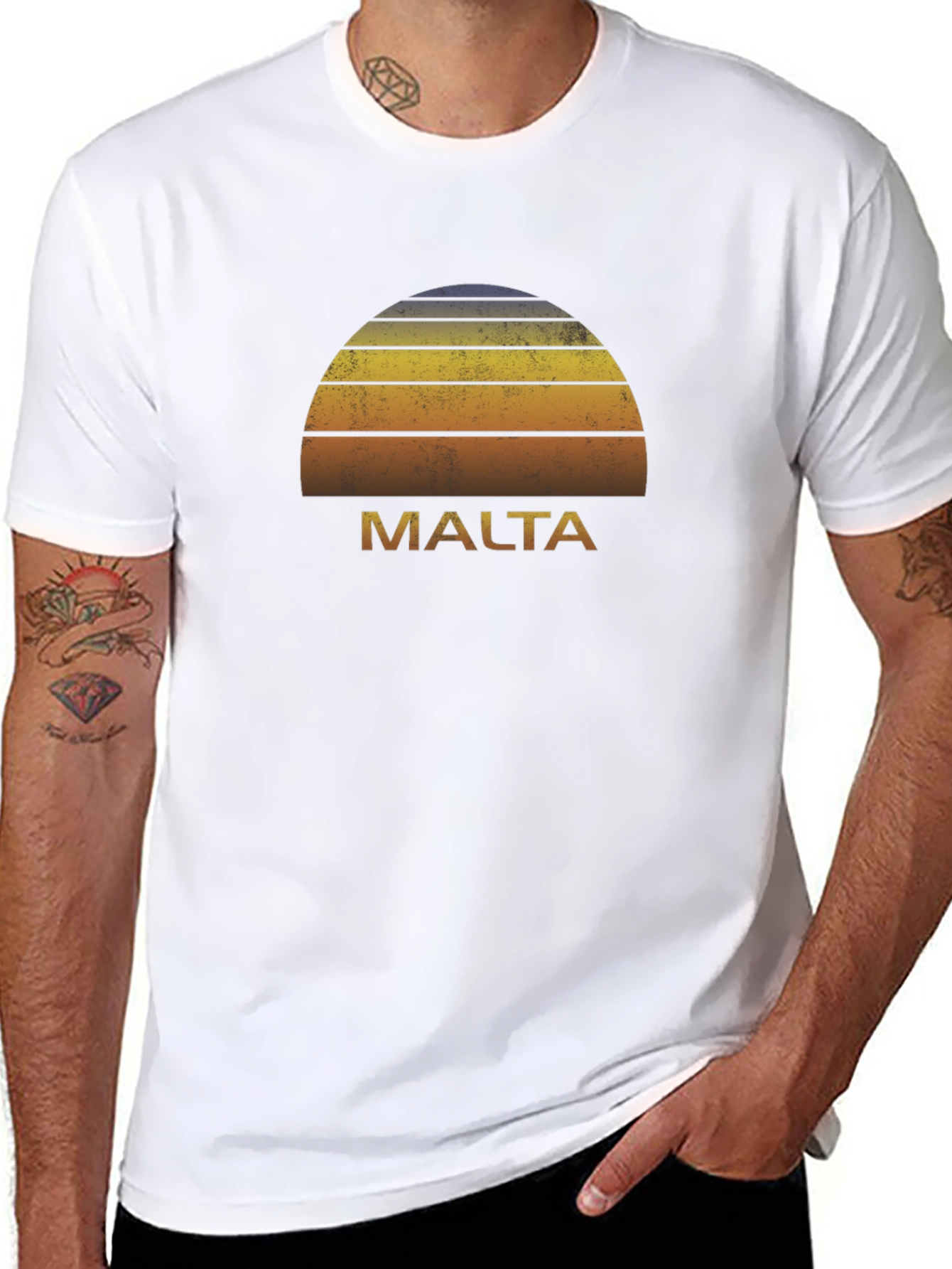 Malta Sunset Retro T-Shirt - Island Vibes Tee