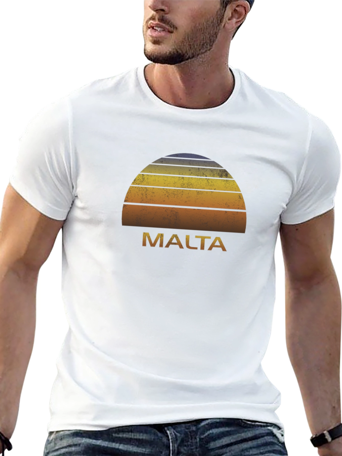 Malta Sunset Retro T-Shirt - Island Vibes Tee