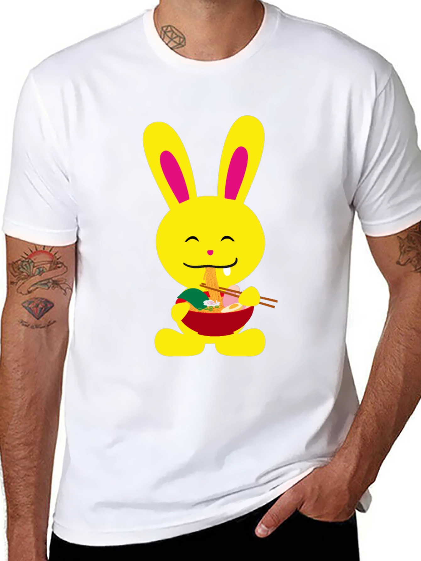 Ramen Bunny Black T-Shirt - Cute & Comfy