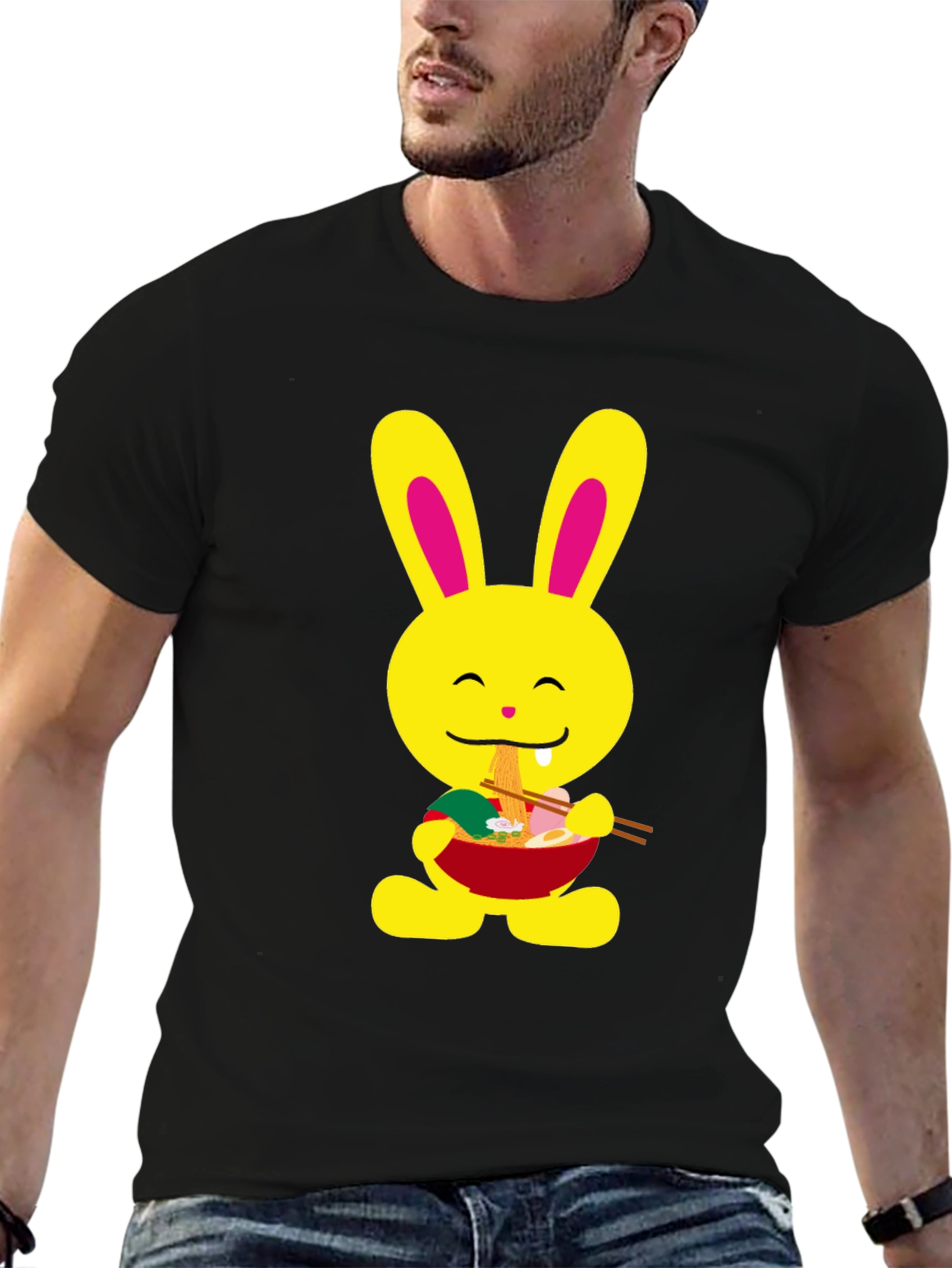 Ramen Bunny Black T-Shirt - Cute & Comfy