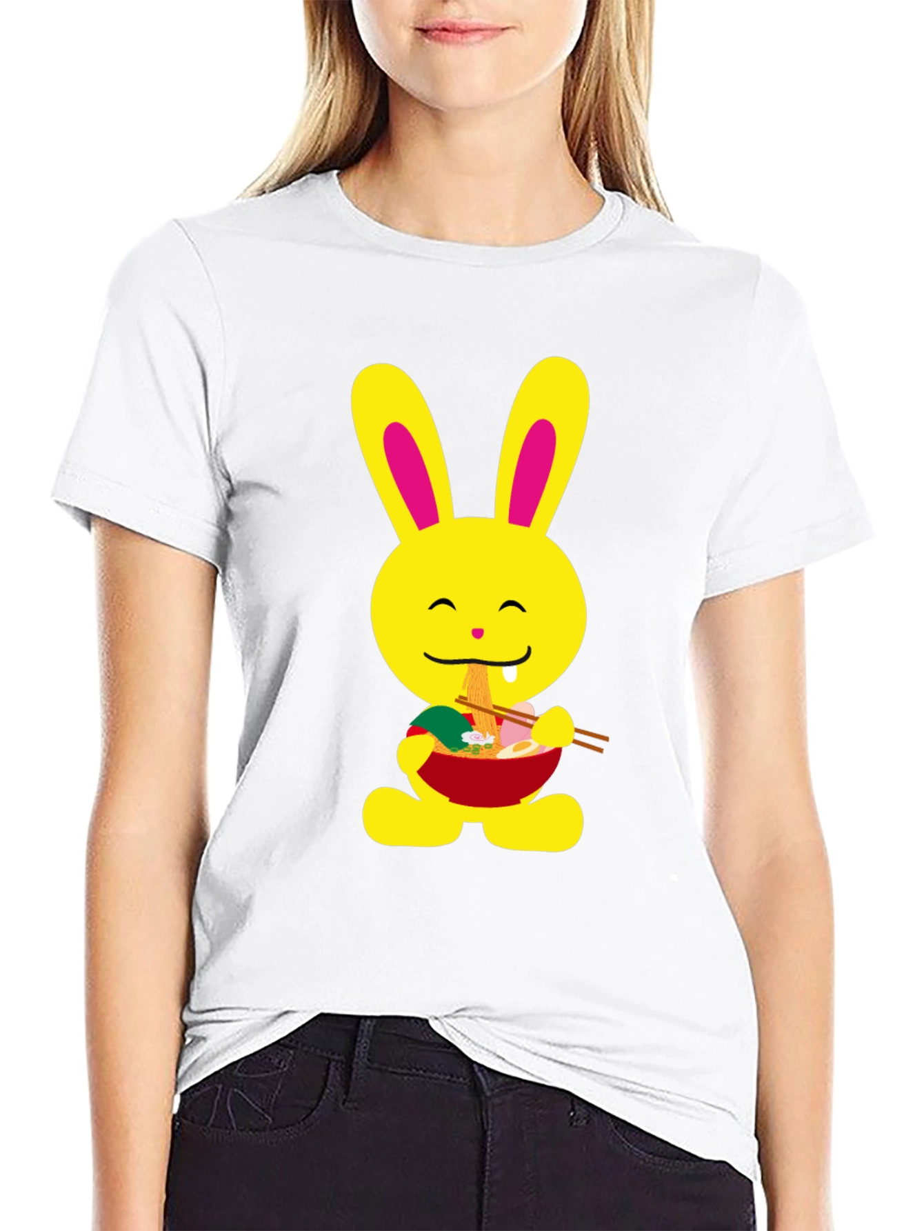 Ramen Bunny Black T-Shirt - Cute & Comfy