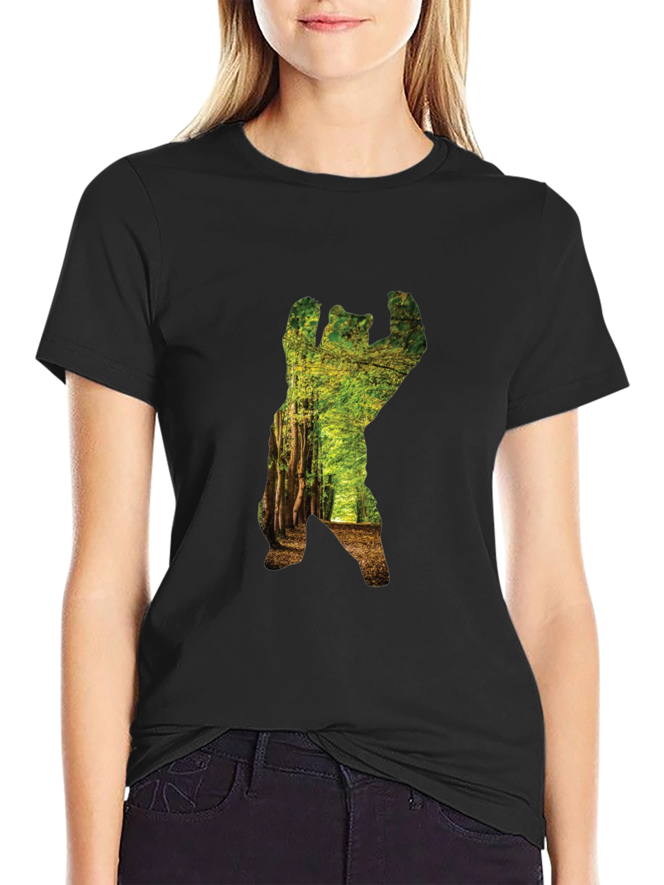 Nature Bear Graphic Tee - Black