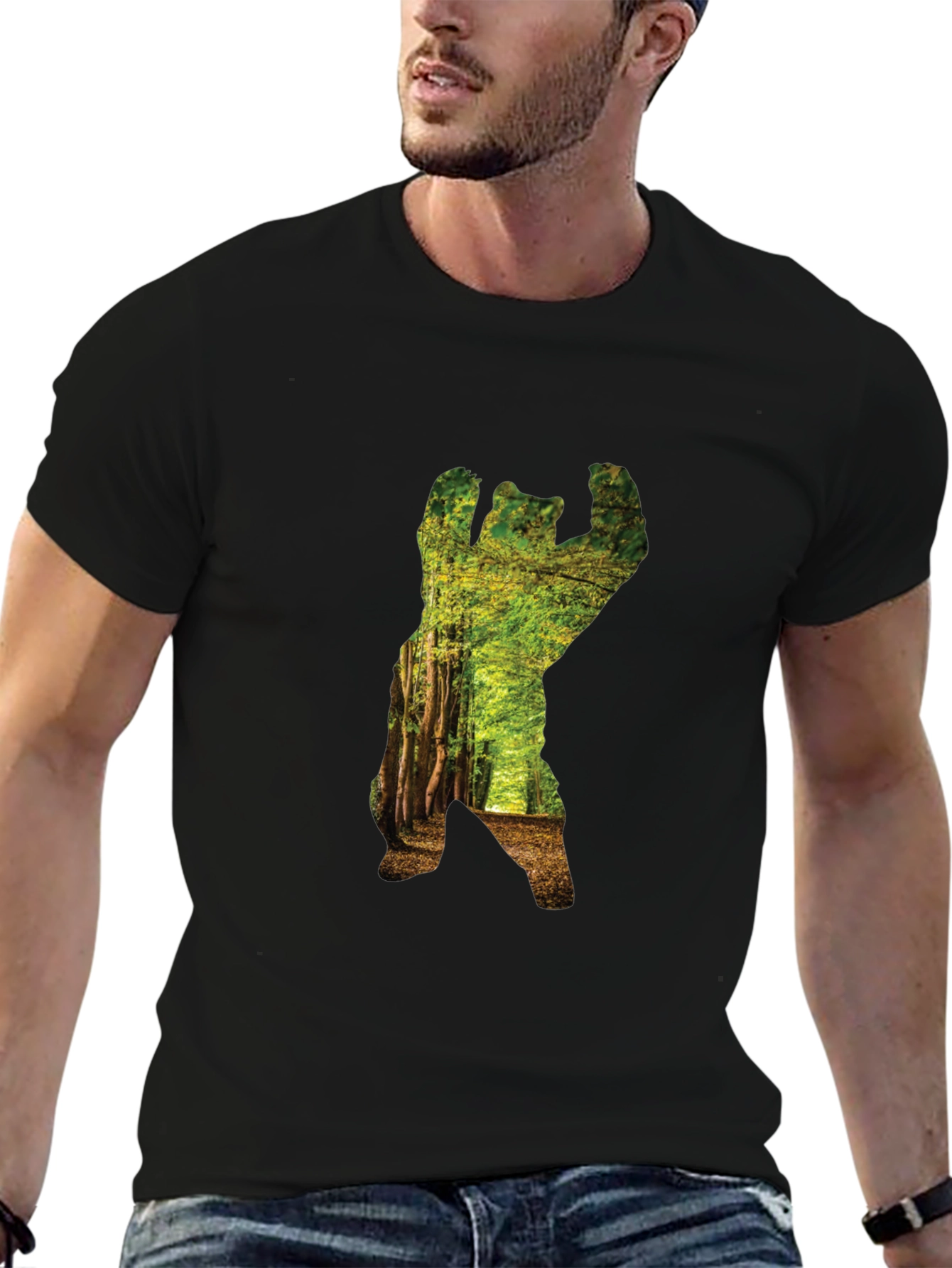 Nature Bear Graphic Tee - Black