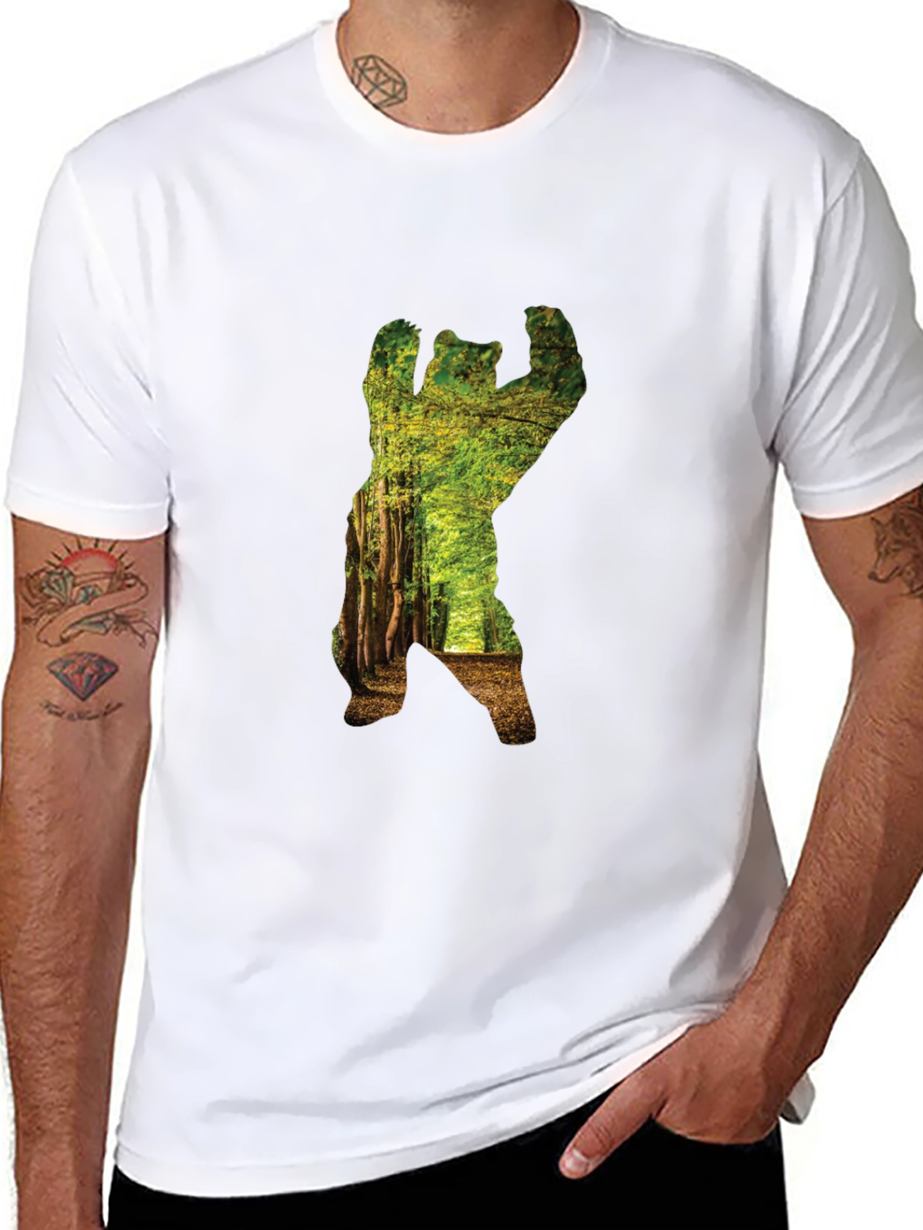 Nature Bear Graphic Tee - Black
