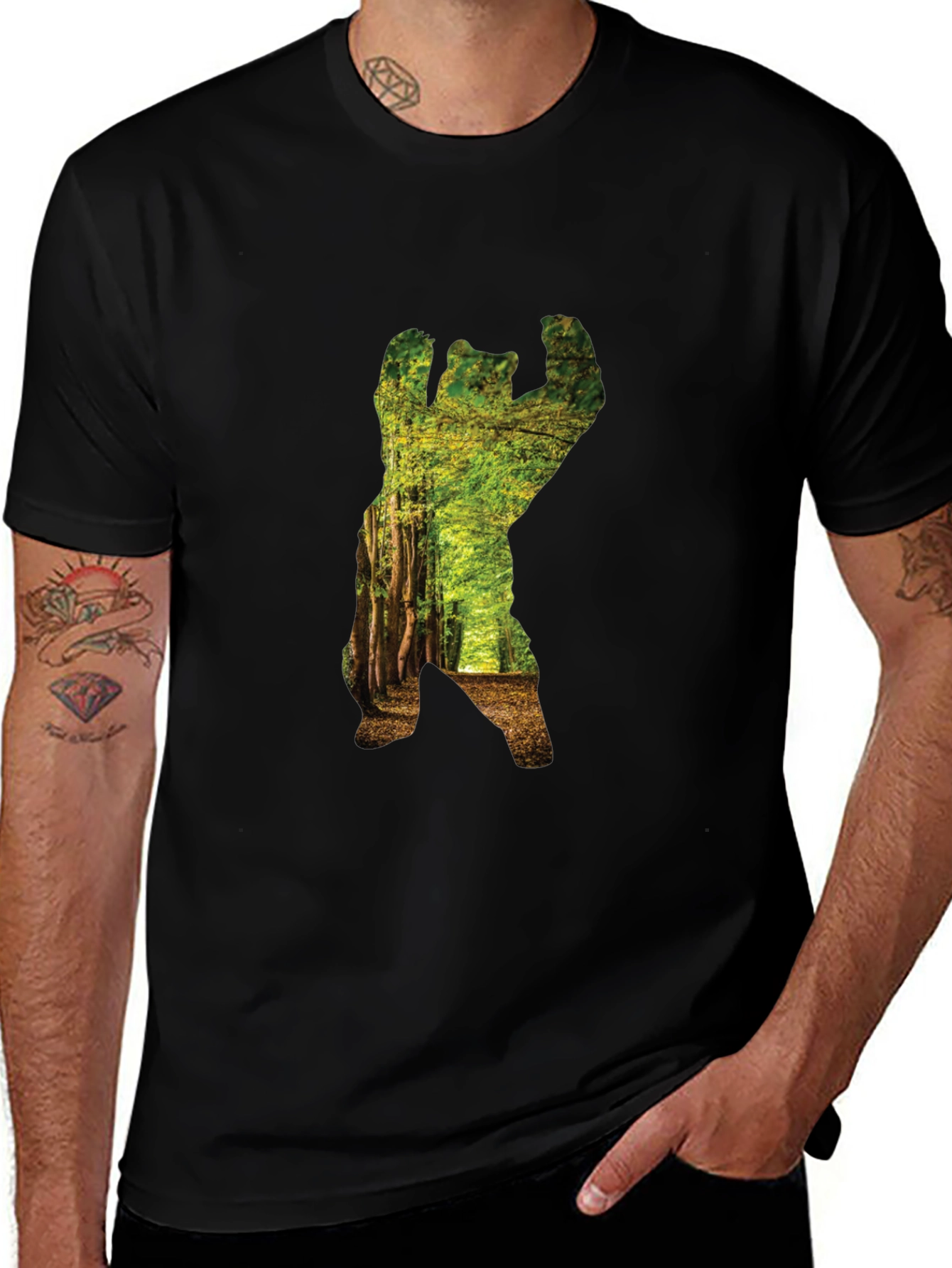 Nature Bear Graphic Tee - Black