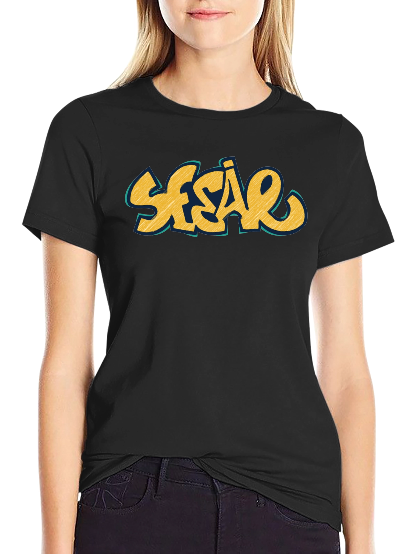 Sesão Black Graphic Tee - Casual Streetwear Style