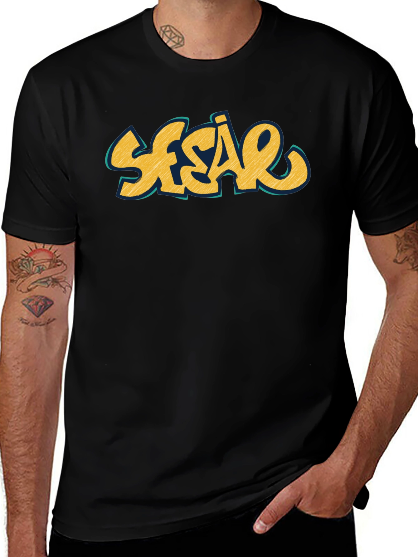 Sesão Black Graphic Tee - Casual Streetwear Style