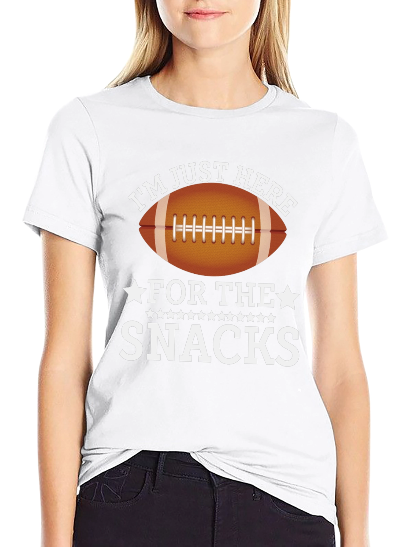 Im Just Here for the Snacks Football T-Shirt