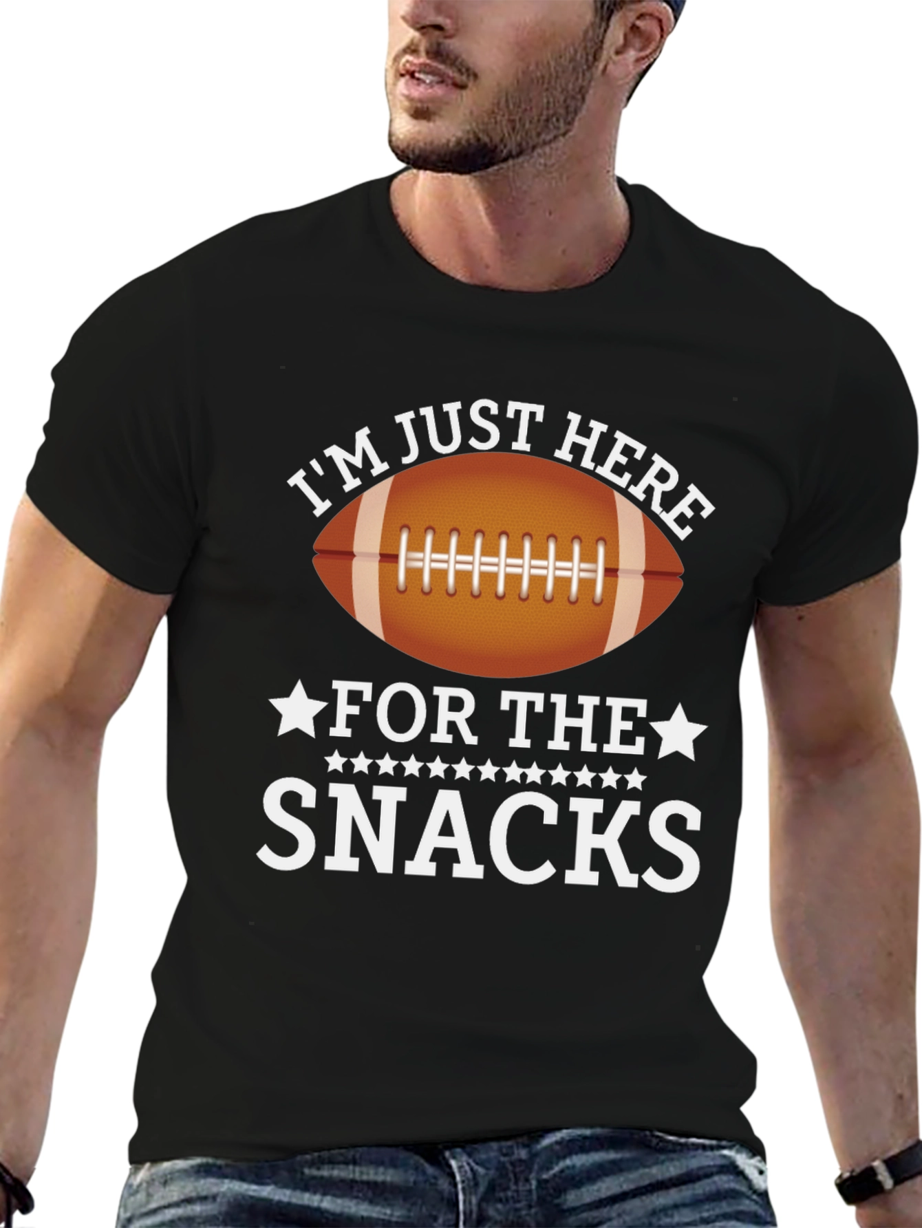 Im Just Here for the Snacks Football T-Shirt