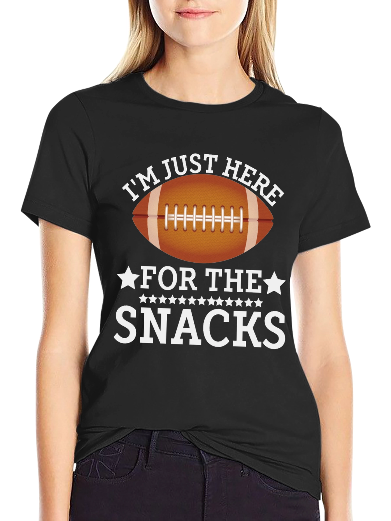 Im Just Here for the Snacks Football T-Shirt