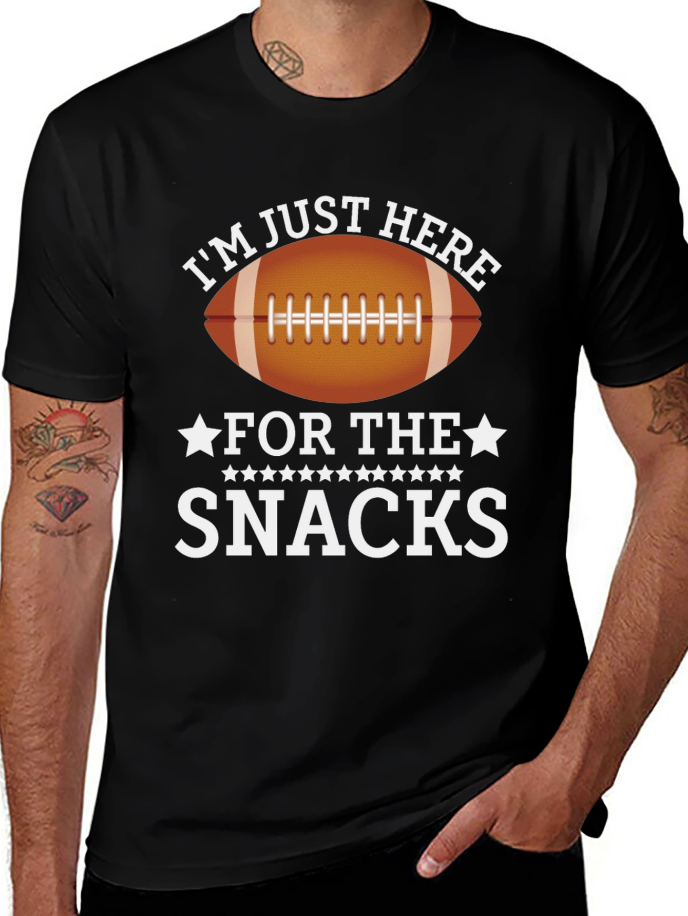 Im Just Here for the Snacks Football T-Shirt