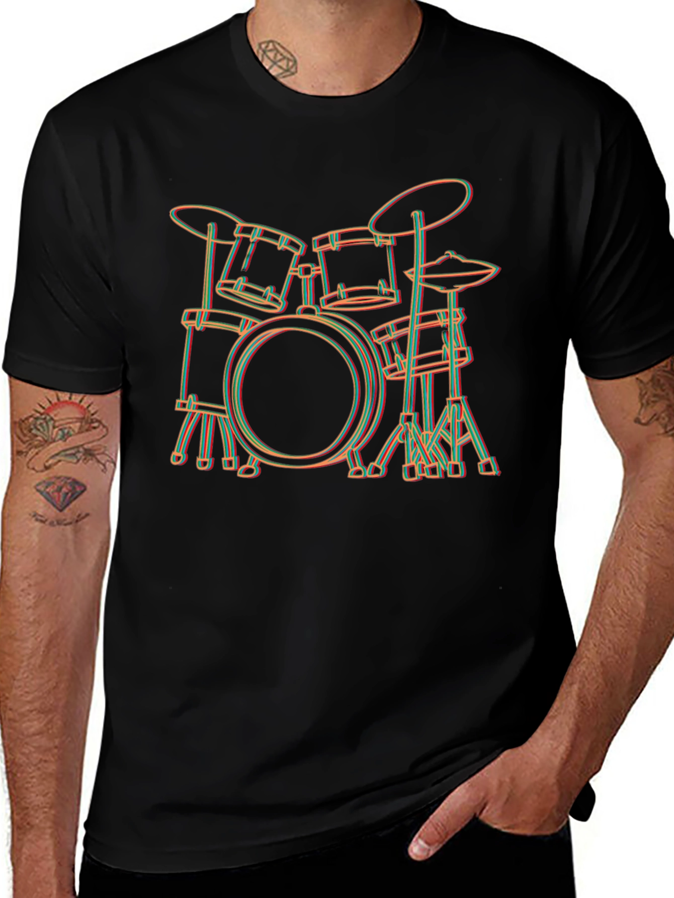 Neon Drum Set Graphic T-Shirt