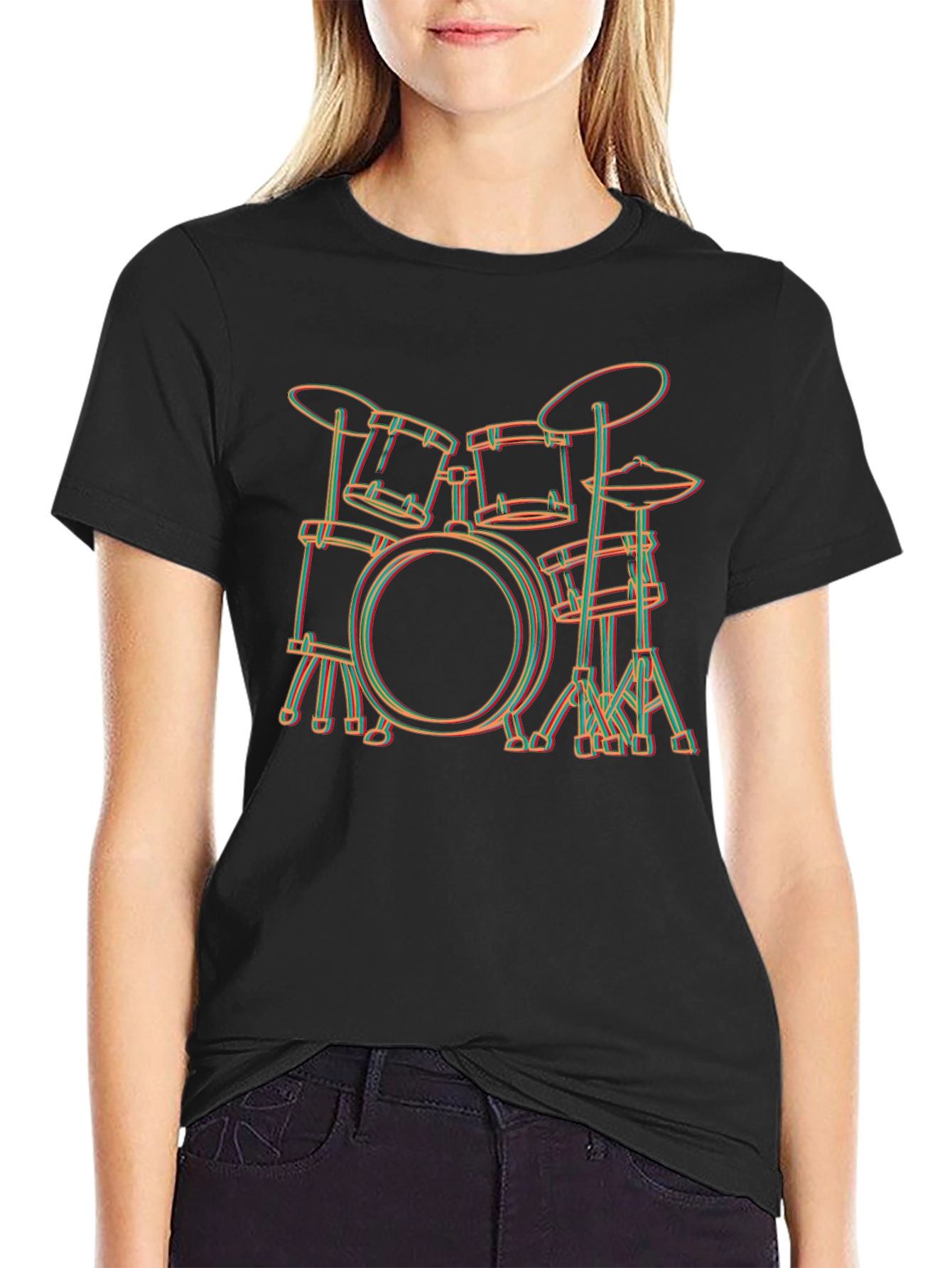 Neon Drum Set Graphic T-Shirt