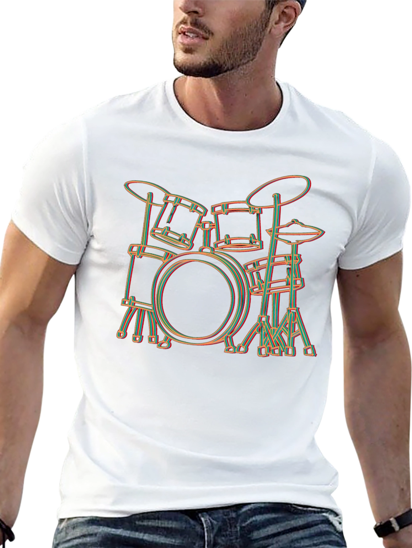 Neon Drum Set Graphic T-Shirt