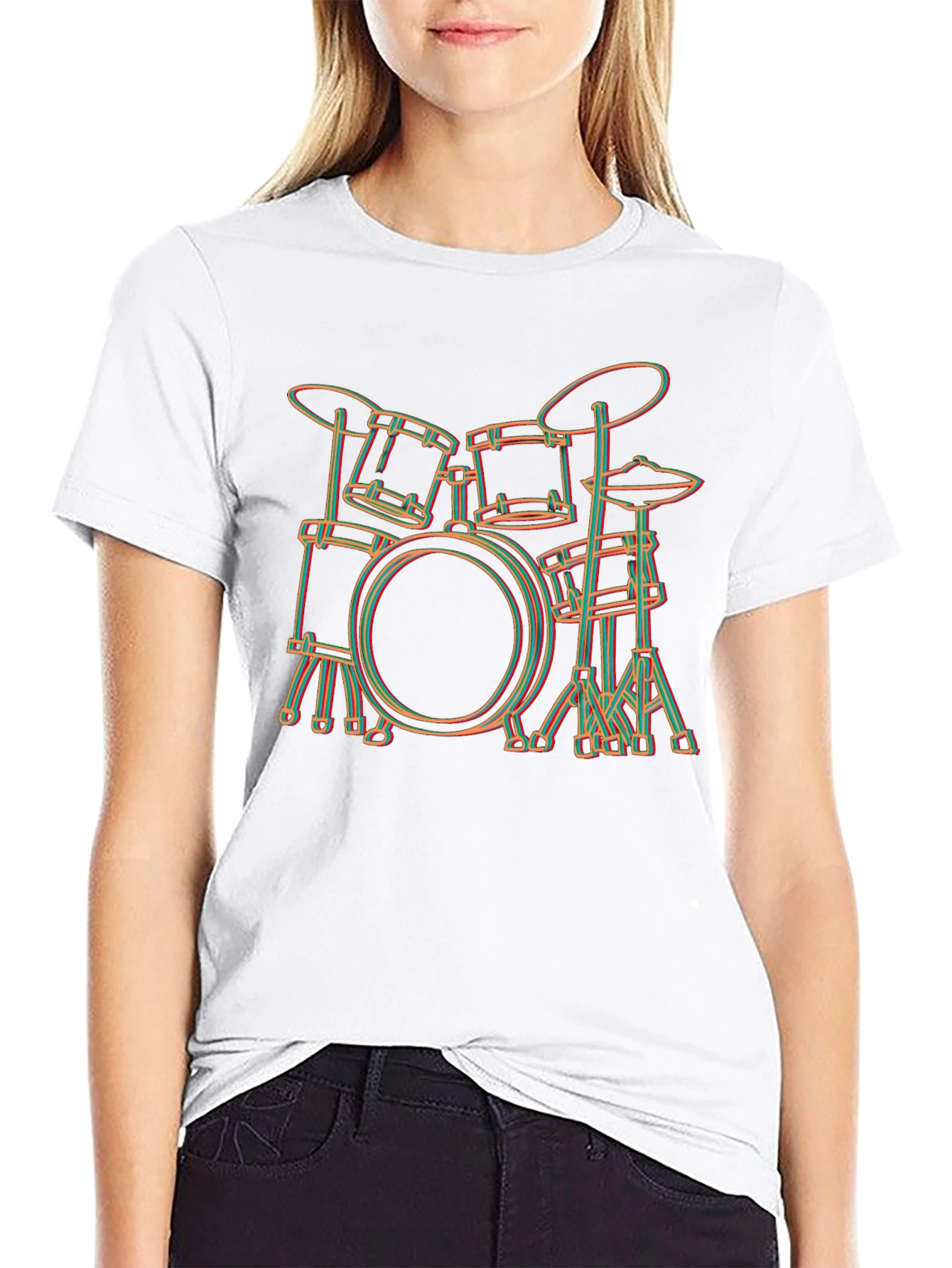 Neon Drum Set Graphic T-Shirt