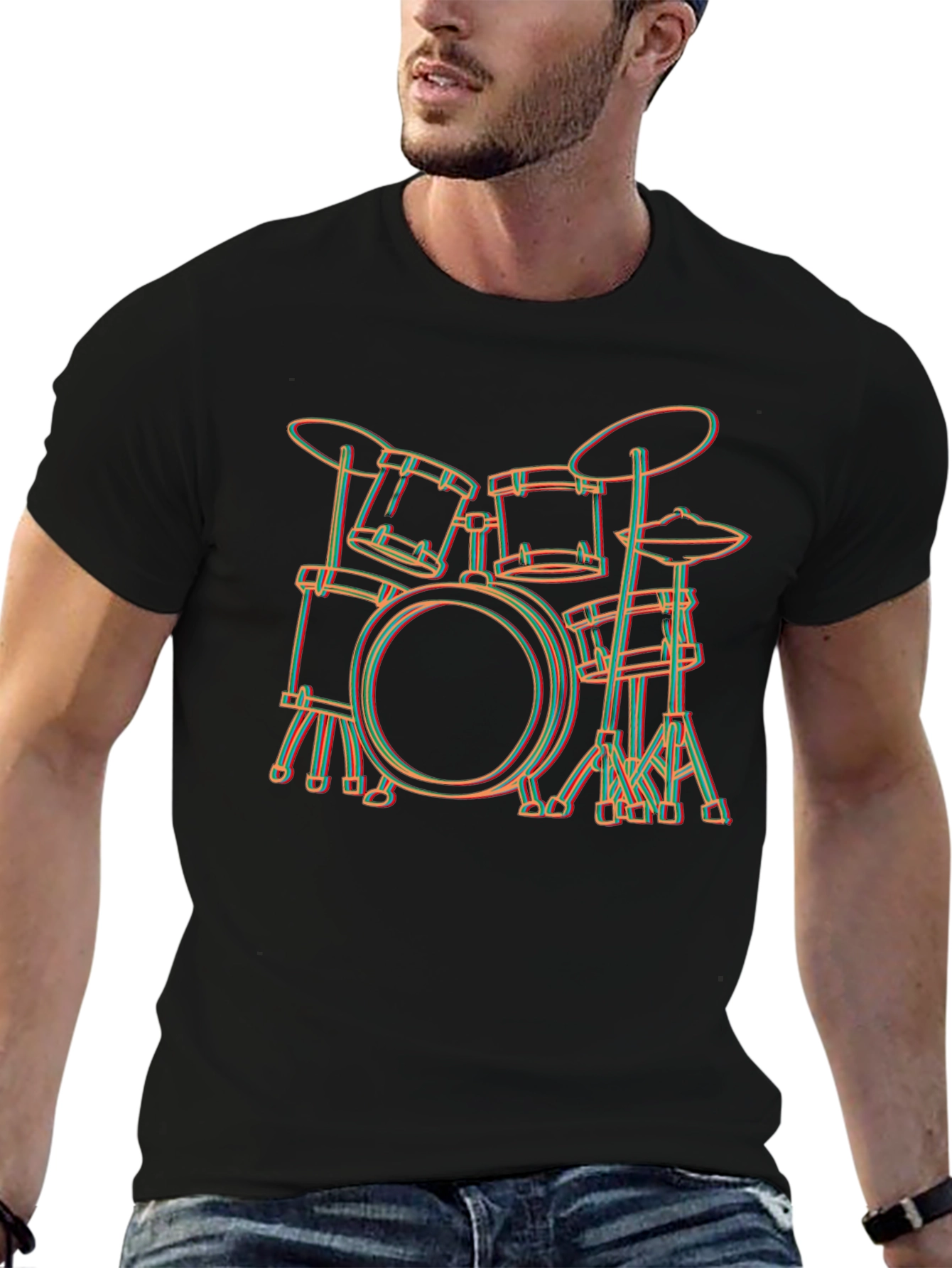 Neon Drum Set Graphic T-Shirt