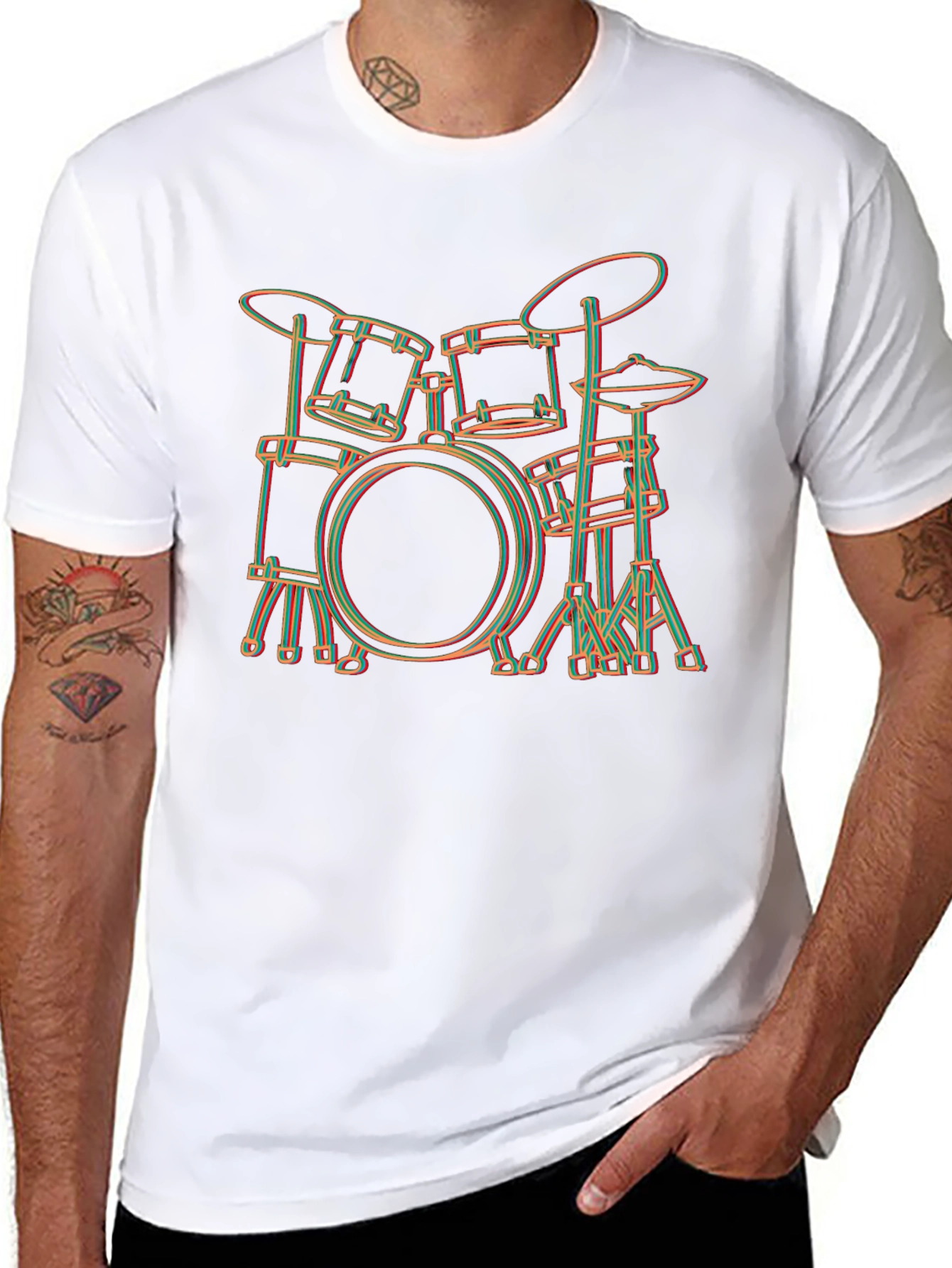 Neon Drum Set Graphic T-Shirt