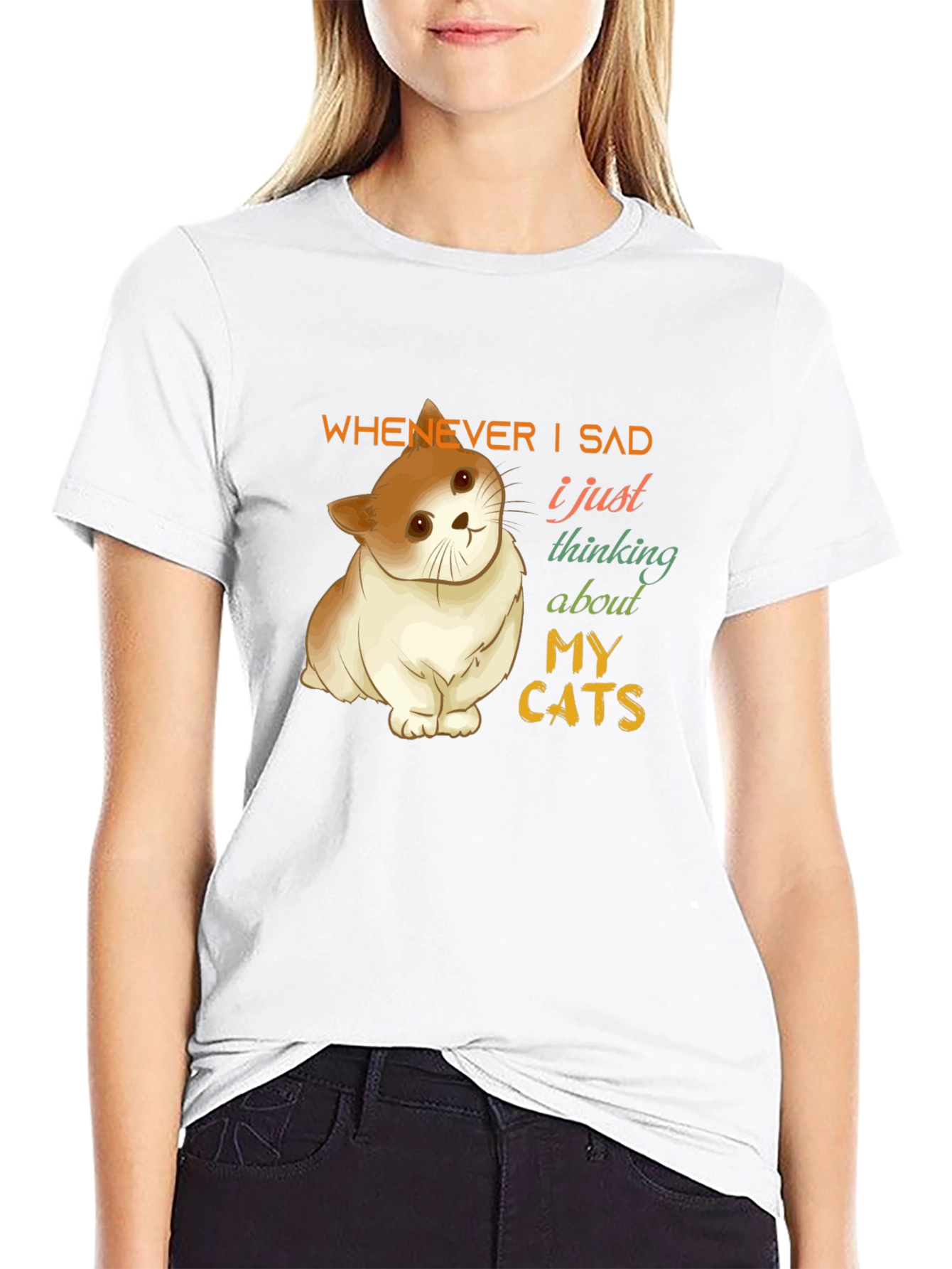 Cat Lover T-Shirt - Thinking About My Cats